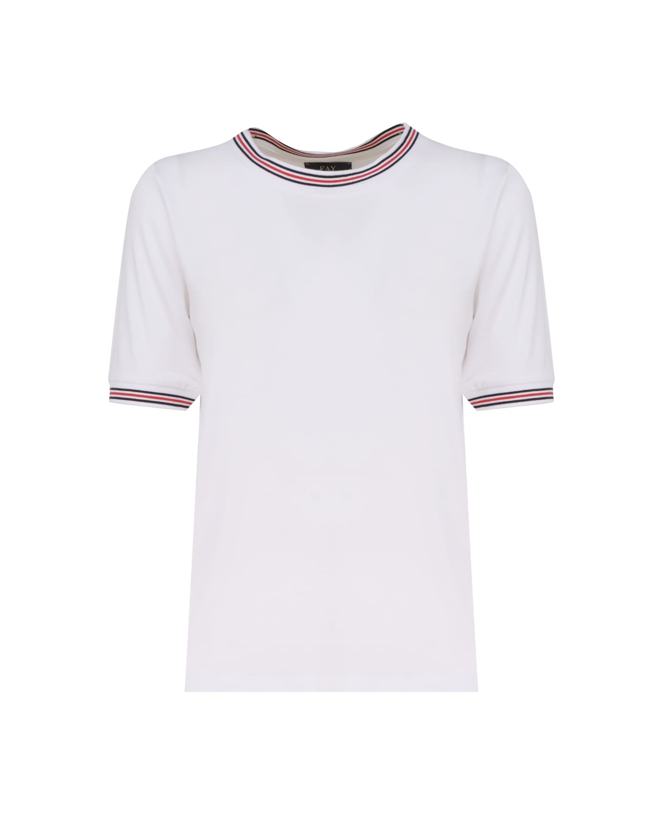 Fay Striped Ribbed T-shirt - White
