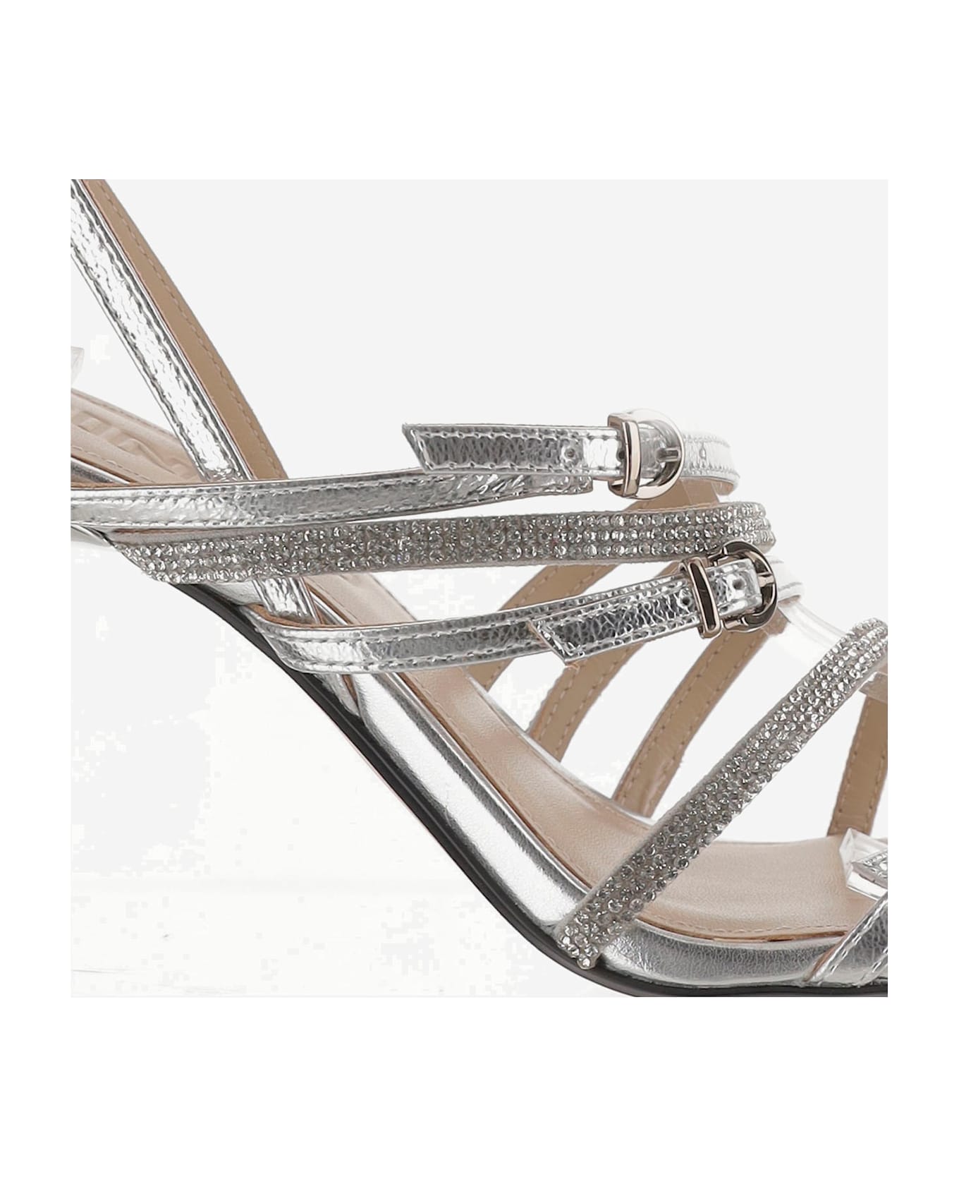 Pinko Lisa Leather Sandals - Silver