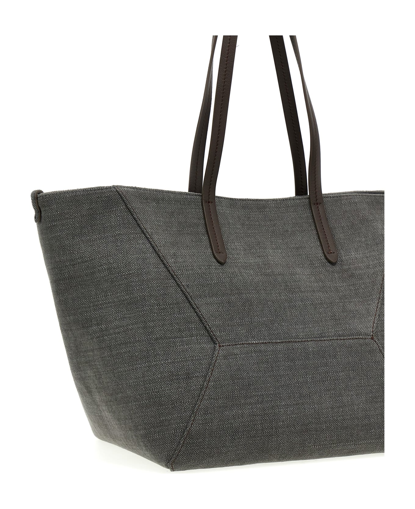 Brunello Cucinelli 'monile' Shopping Bag - Gray