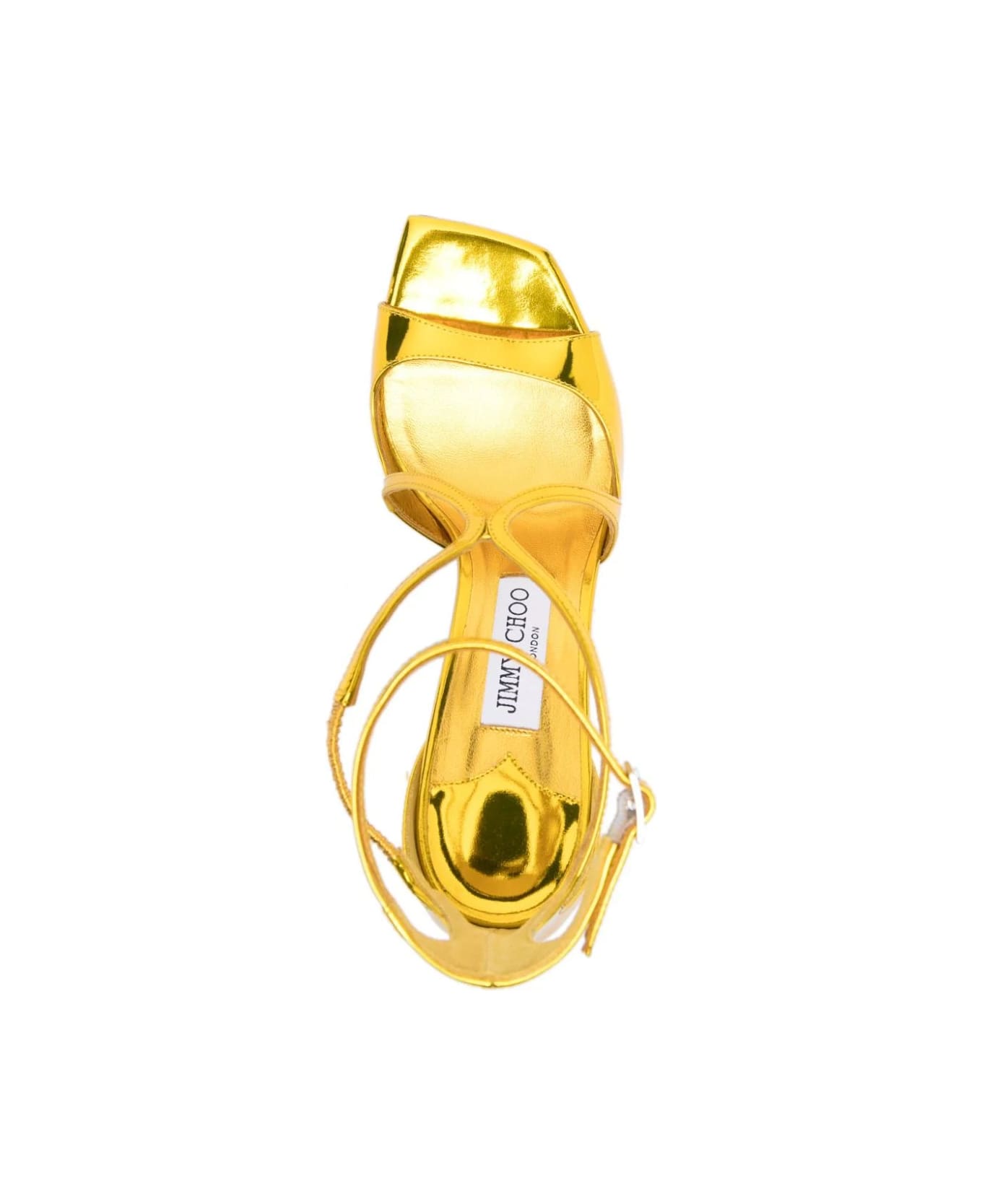 Jimmy Choo Citrine Liquid Metal Leather Azia 95 Sandals - Yellow