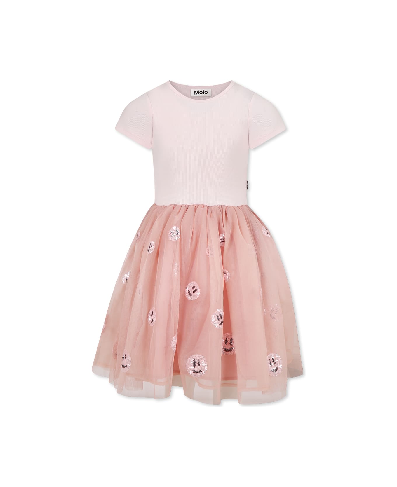 Molo Pink Dress For Girl With Smiley - Pink