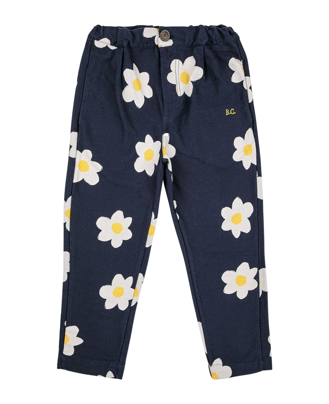 Bobo Choses Blue Trousers For Girl With Daisies - Blue
