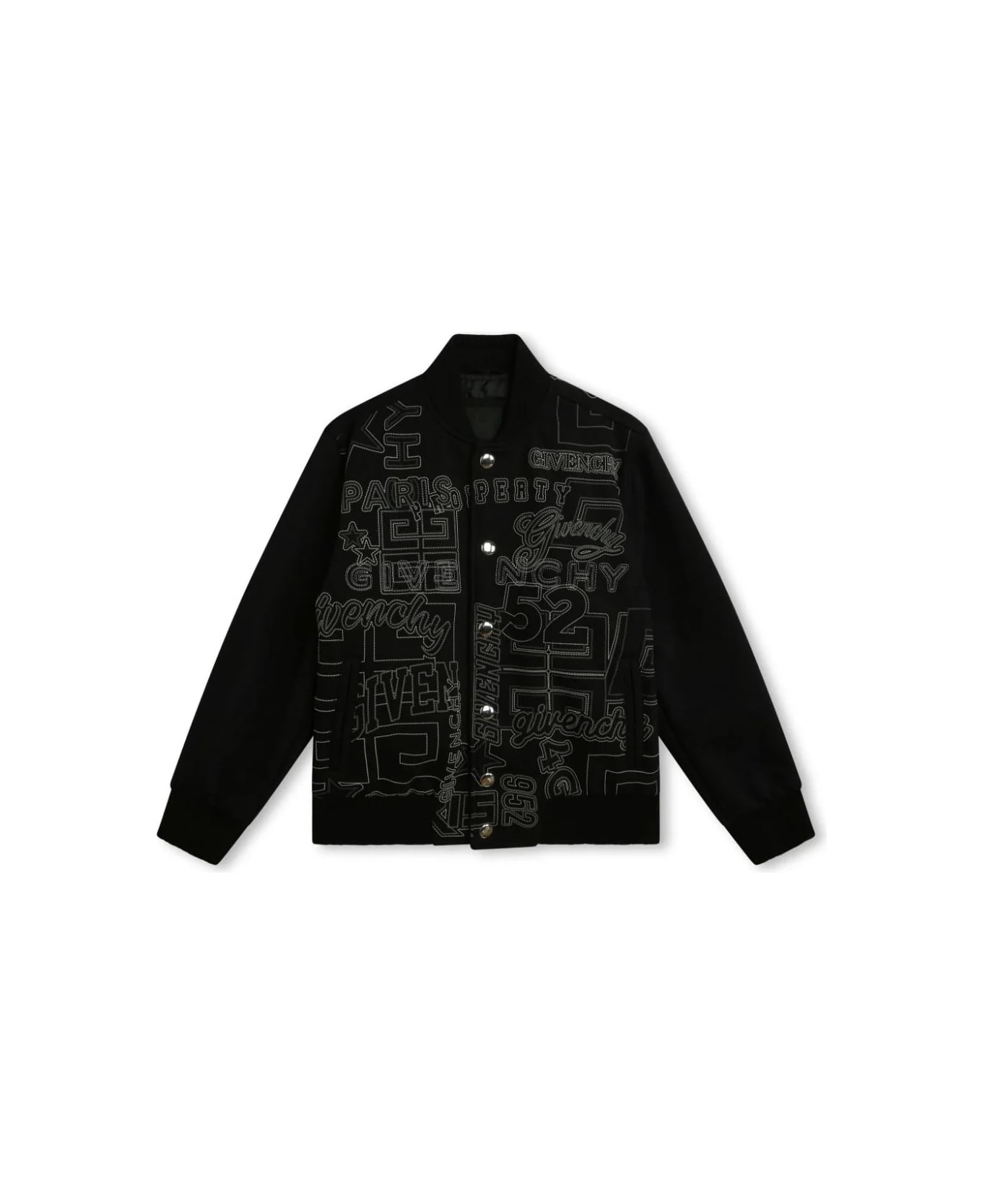 Givenchy Black Bomber Jacket With All-over Embroidery - Black