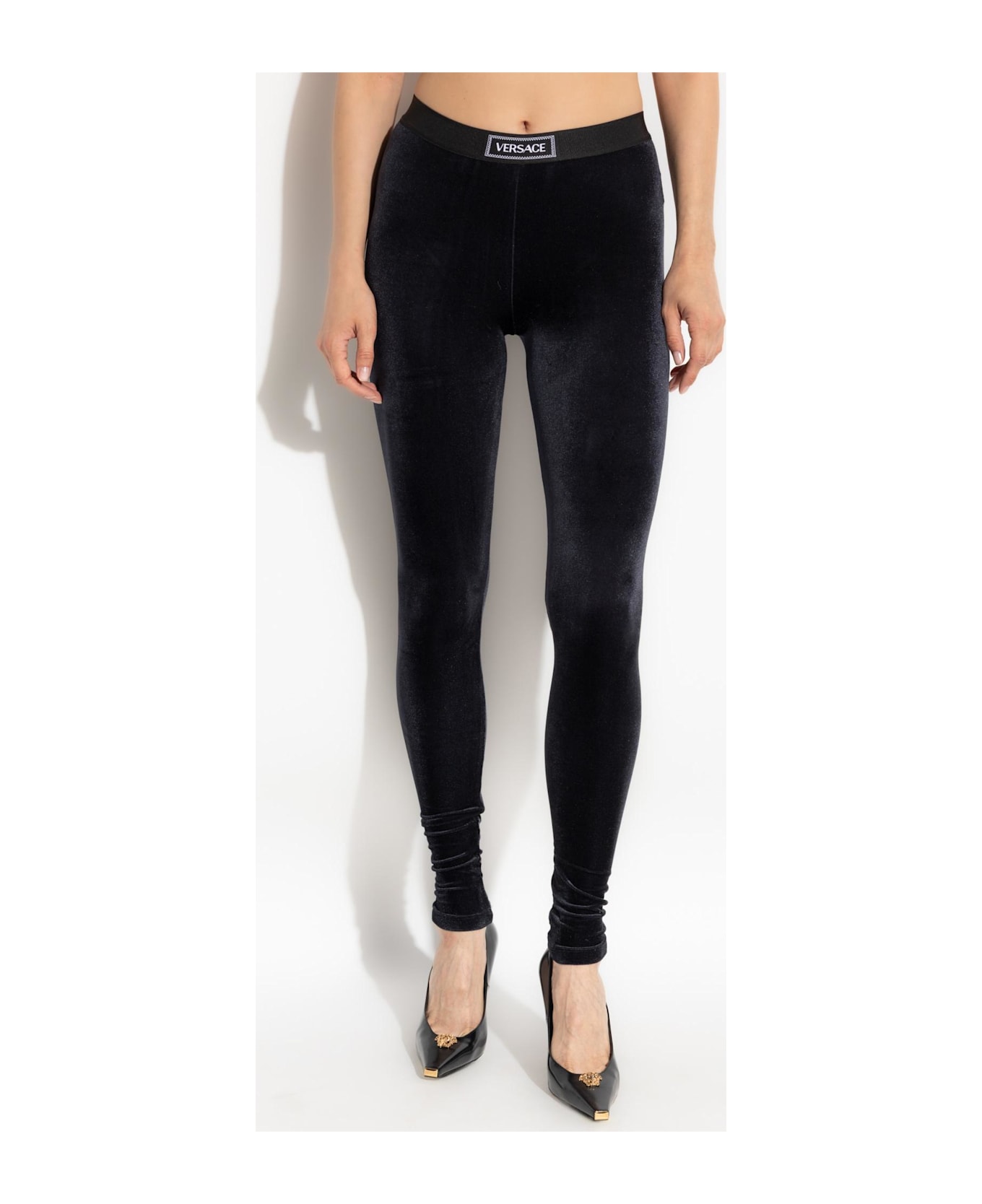 Versace Velvet Leggings - Black