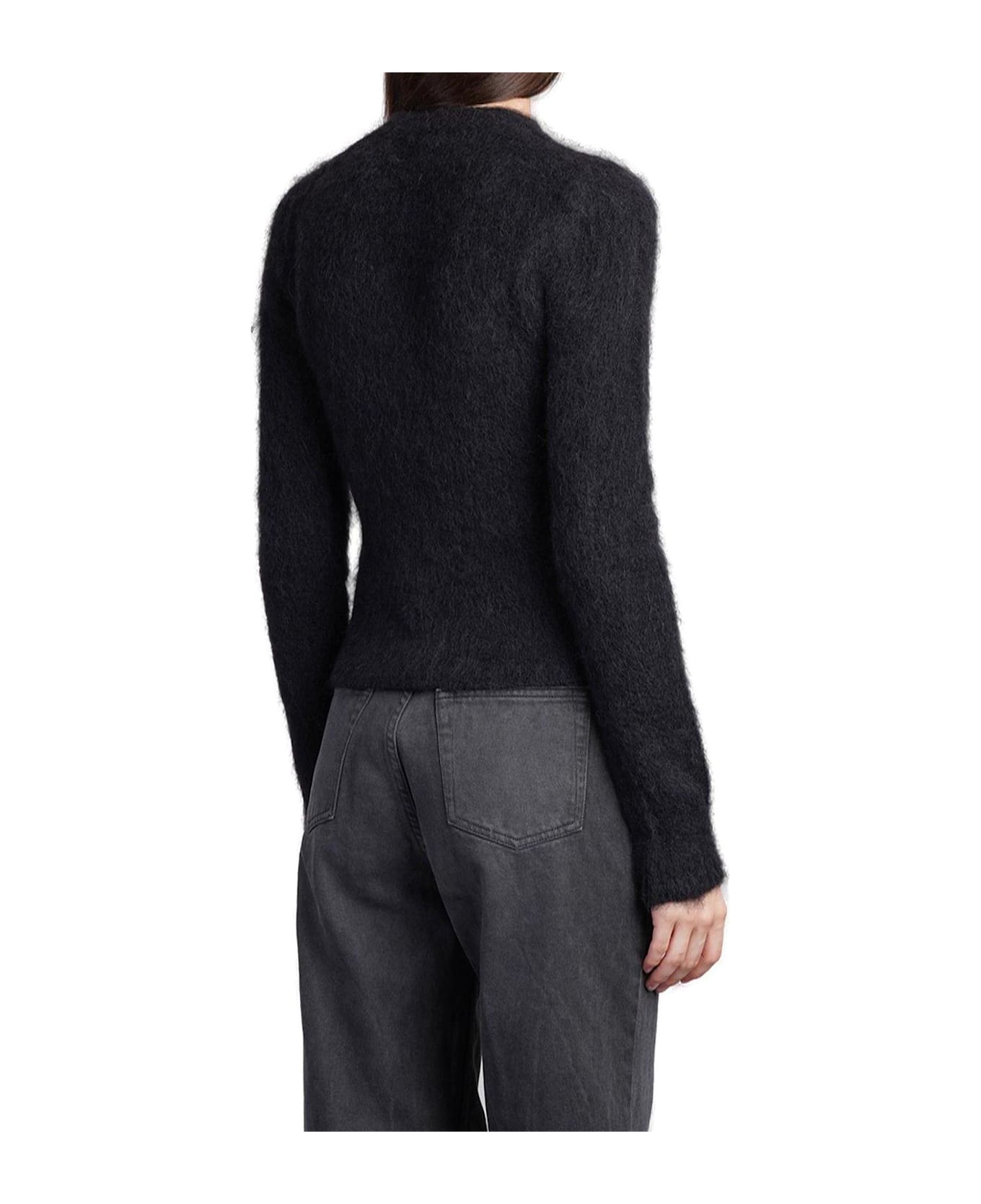 Ami Alexandre Mattiussi Paris Crewneck Brushed-knitted Jumper - Black