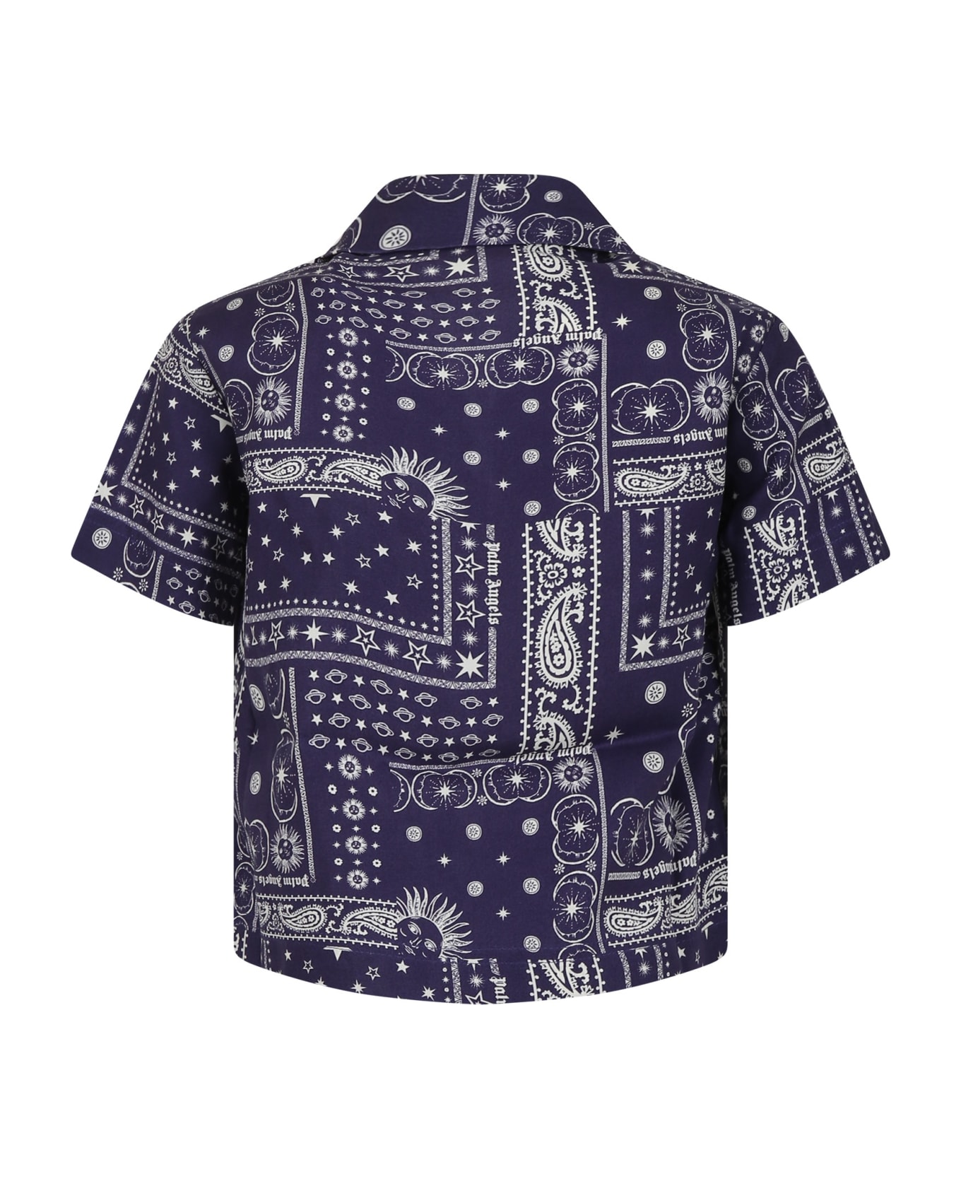Palm Angels Blue Shirt For Boy With Print - Blue