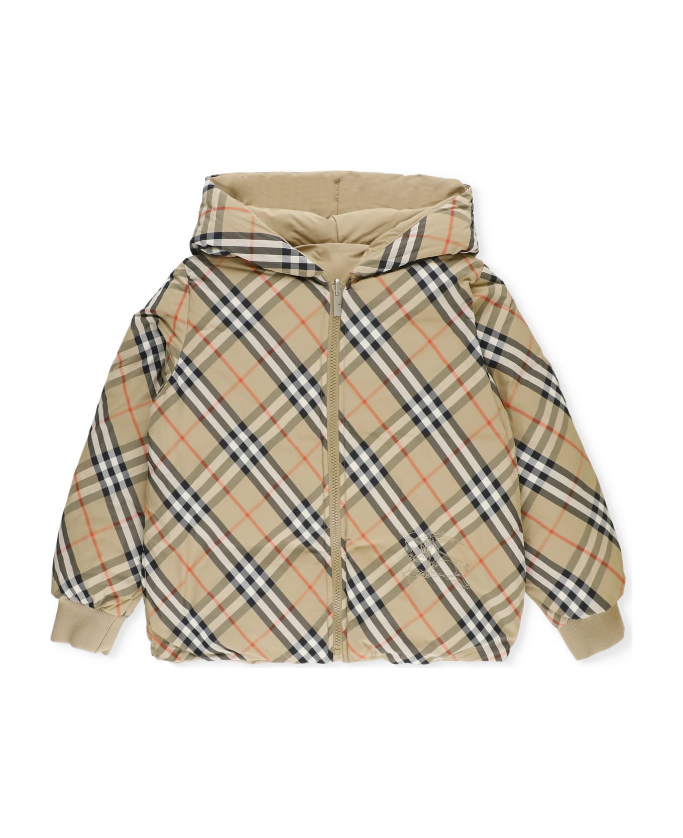 Burberry Check Down Jacket - NEUTRALS/BLACK