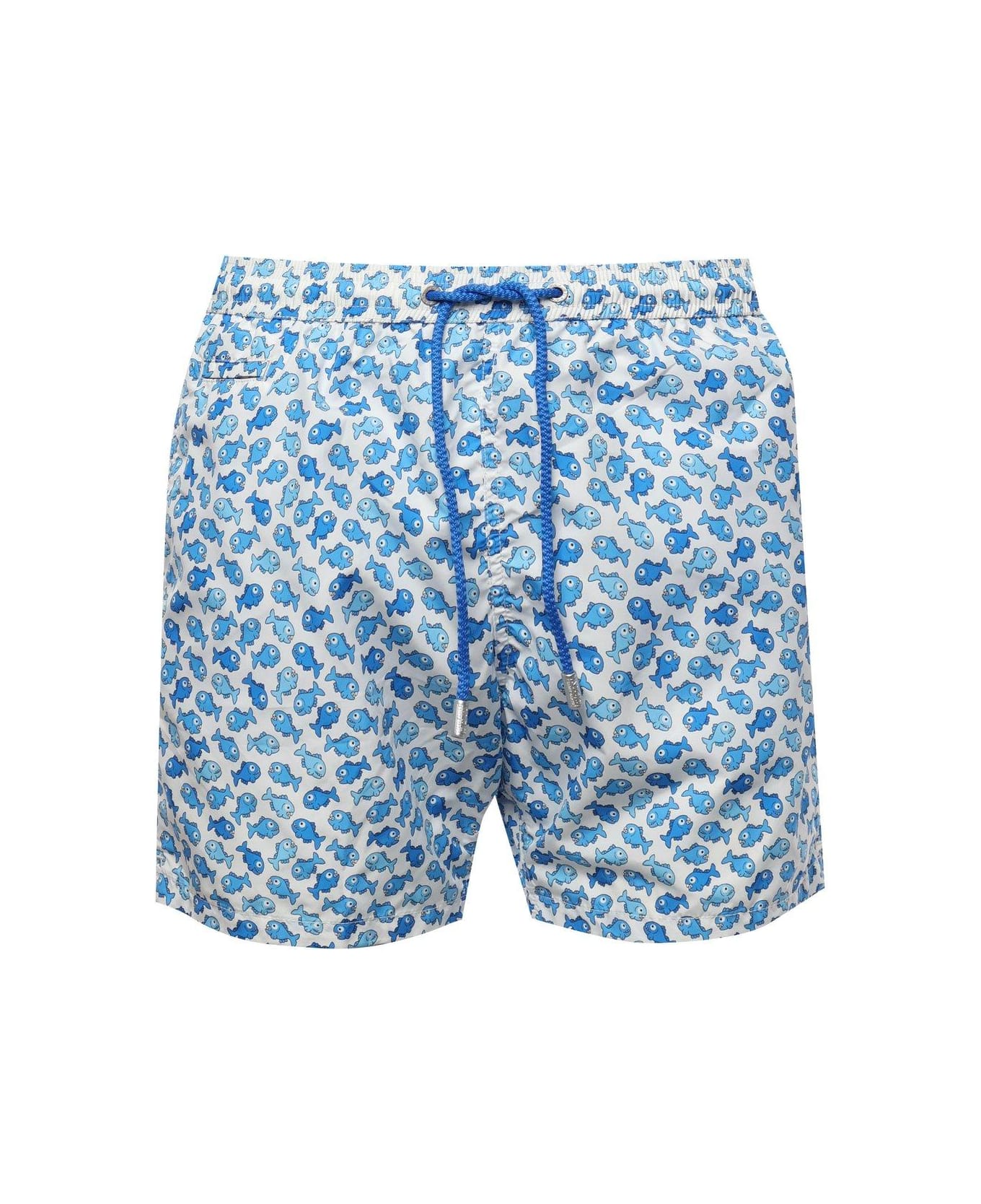 MC2 Saint Barth Pattern-printed Drawstring Swim Shorts - White