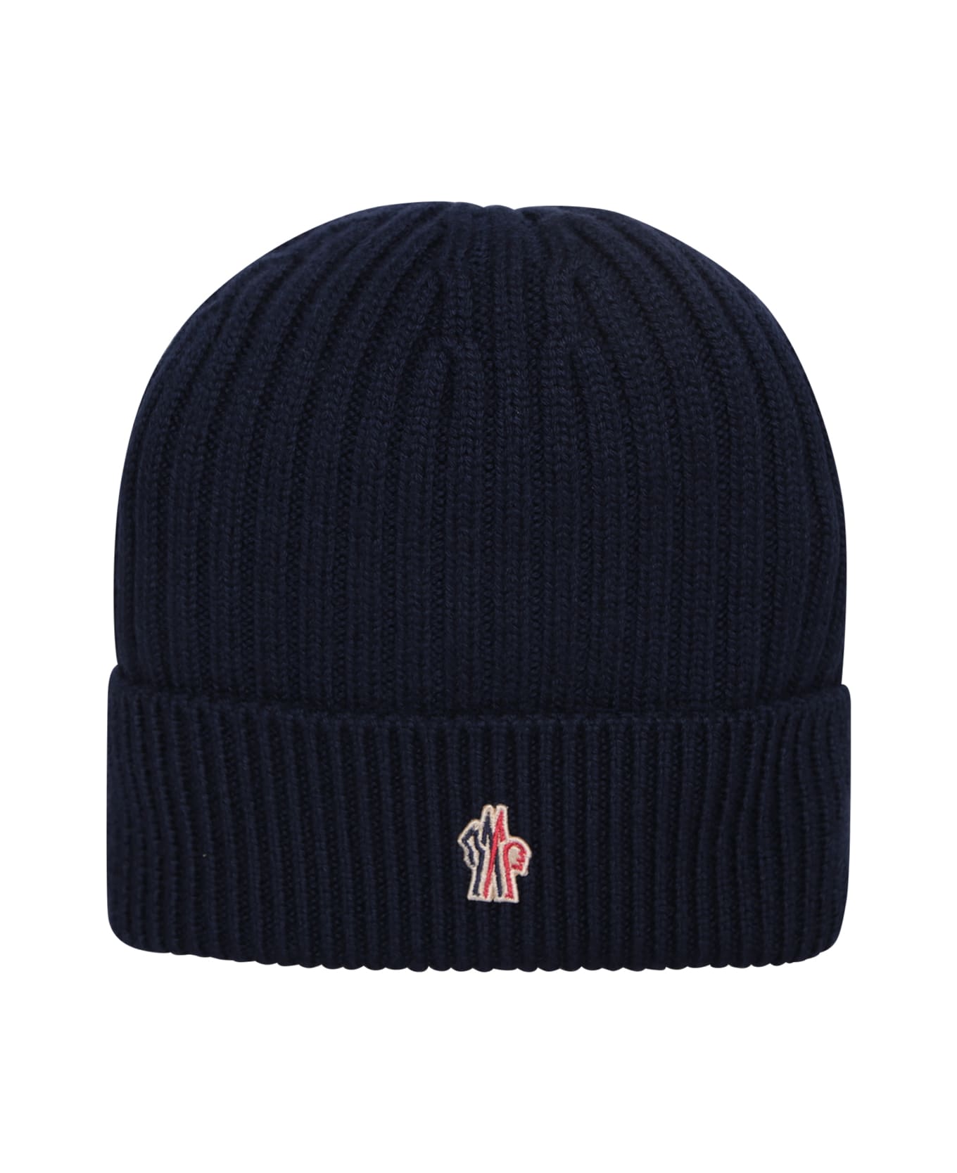 Moncler Grenoble Night Blue Ribbed Wool Beanie - Blue