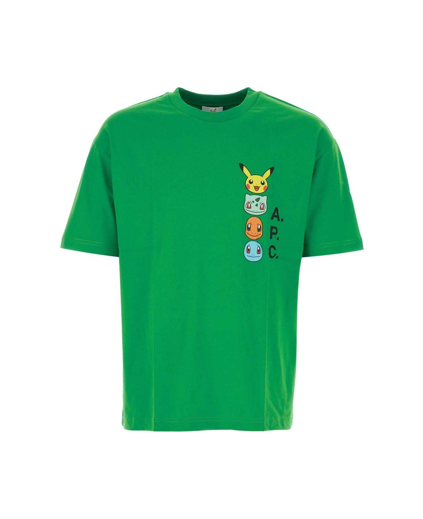 A.P.C. Pokemon Logo Printed Crewneck T-shirt - Kaa Green