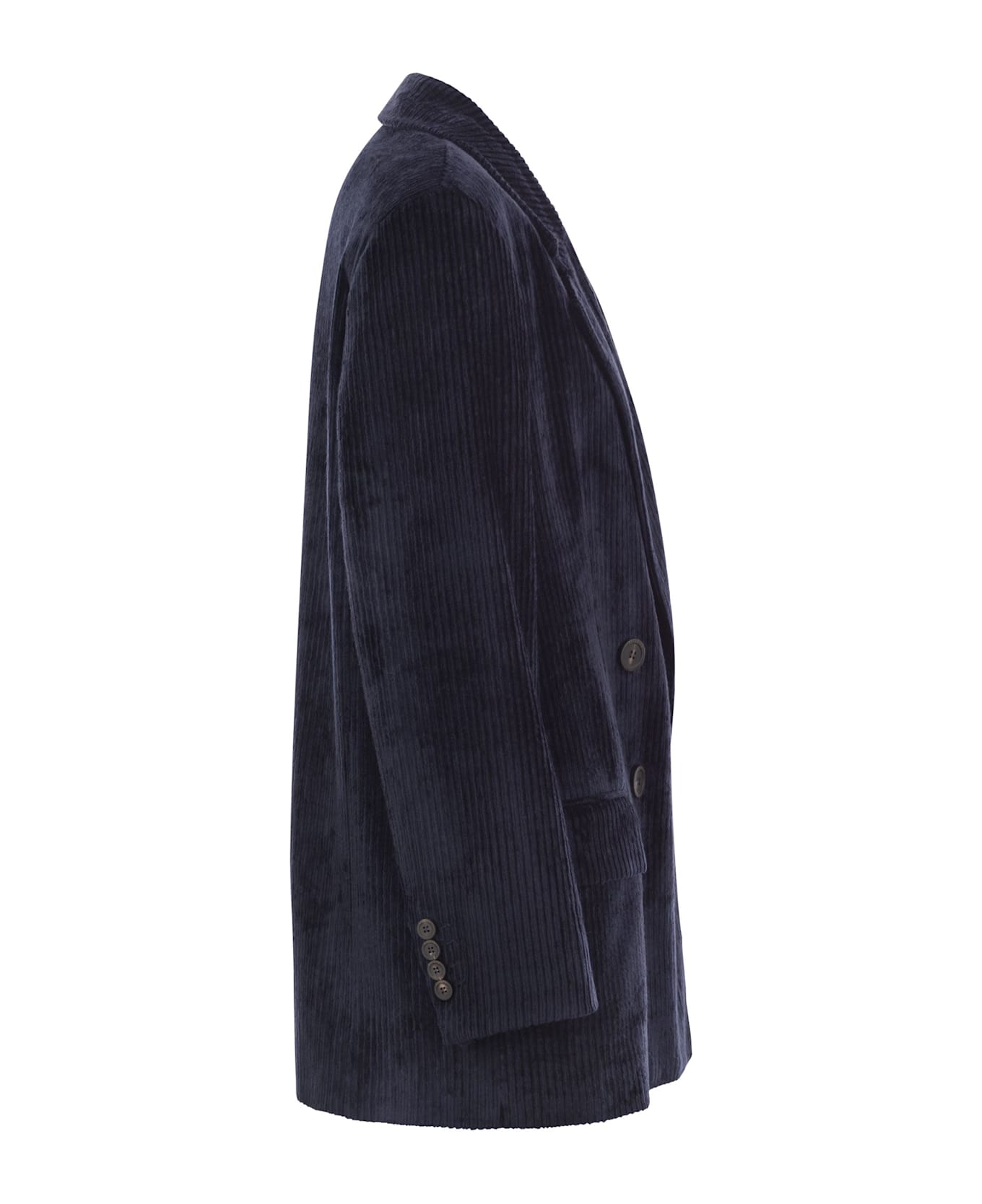 Peserico Velvet Double-breasted Blazer - Navy