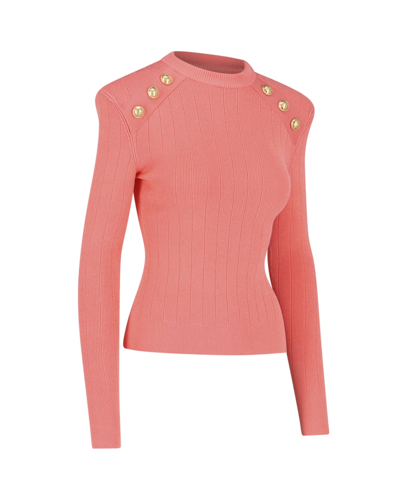 Balmain Gold Button Sweater - Pink