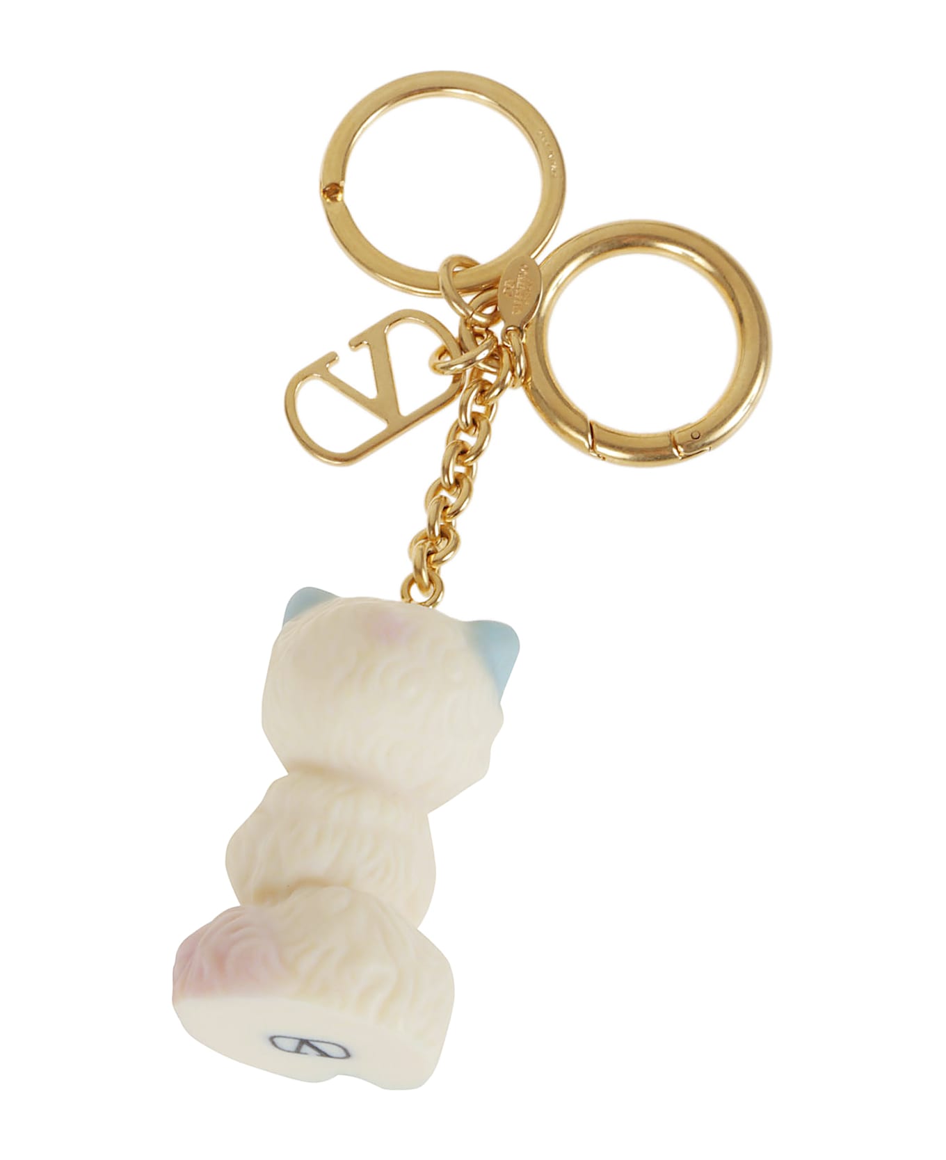 Valentino Garavani Key Ring | Le Chat De La Maison | Metallo/nylon - Antique Brass Multicolor