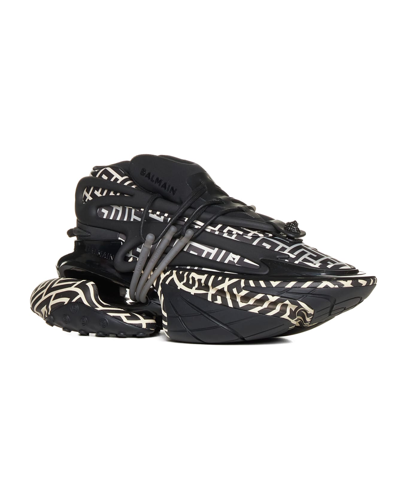 Balmain Unicorn Lace-up Sneakers - Ivoire noir