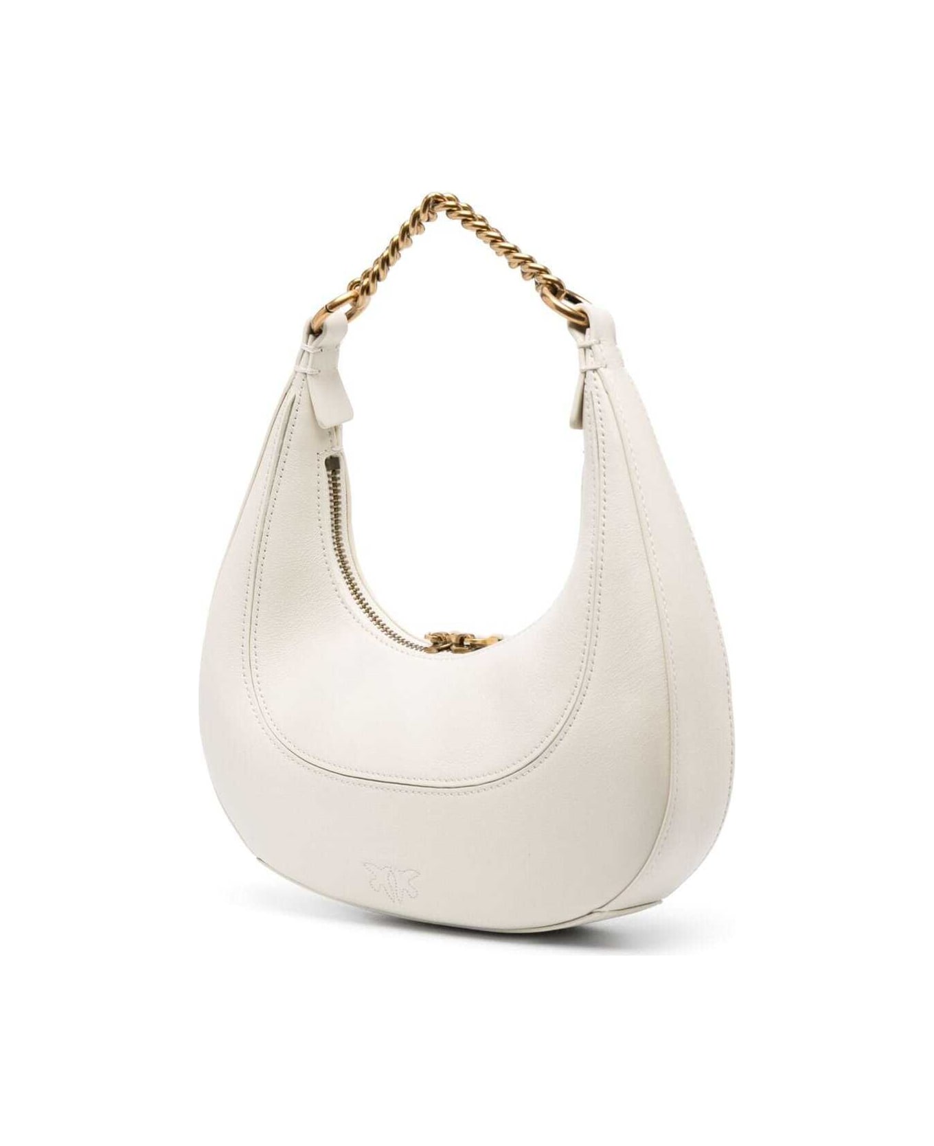 Pinko White 'hobo' Hand Bag With Aged-gold Details In Leather Woman - White