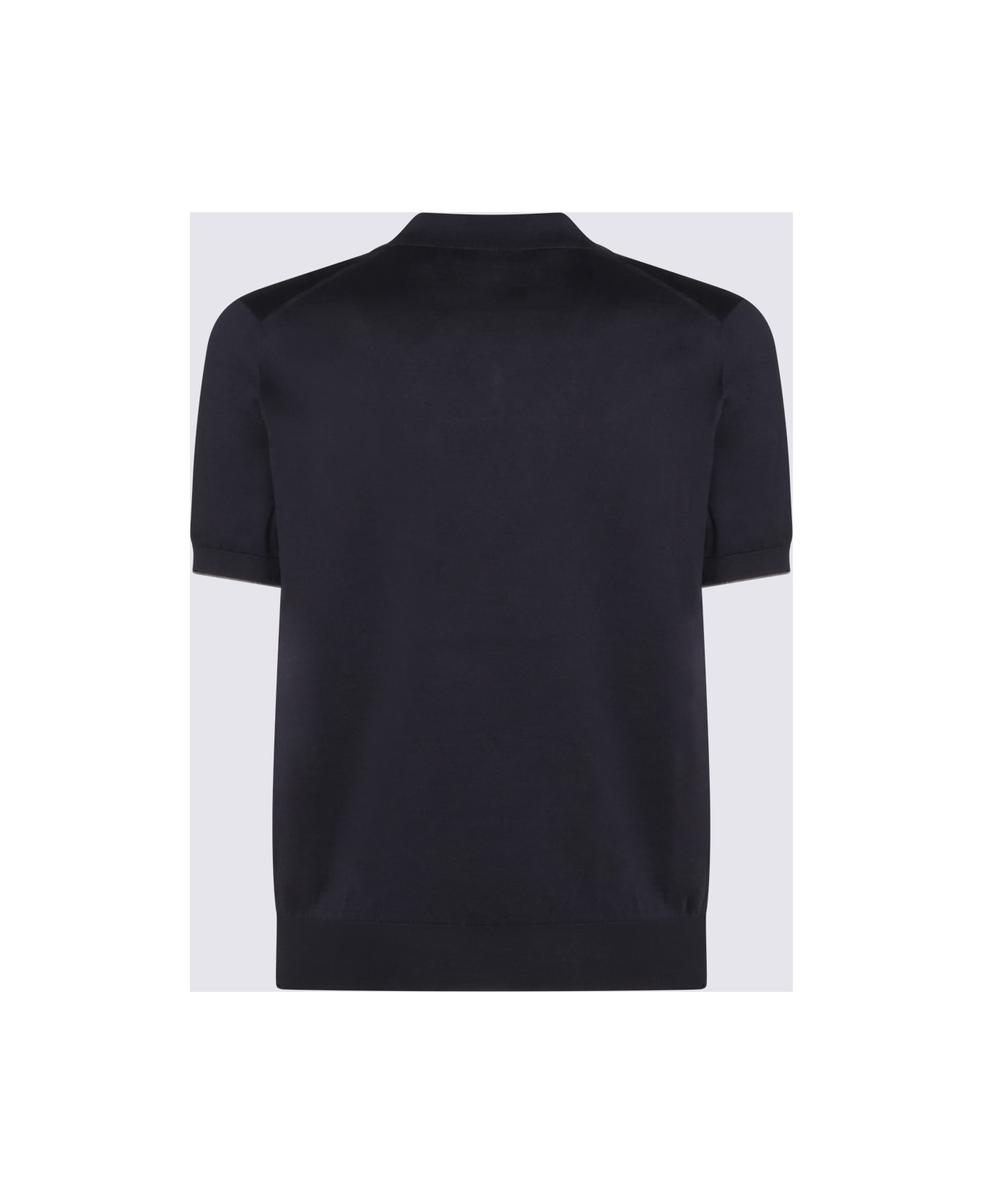 Brunello Cucinelli Navy Cotton Polo Shirt - Blue