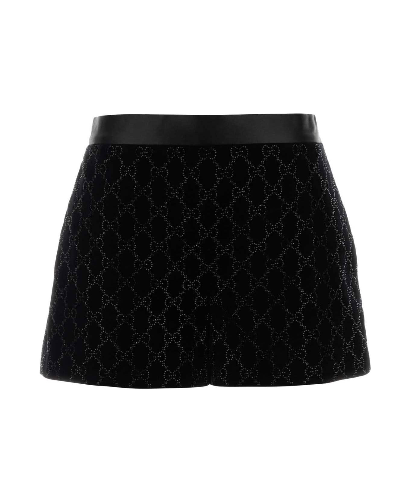 Gucci Embroidered Velvet Shorts - Black