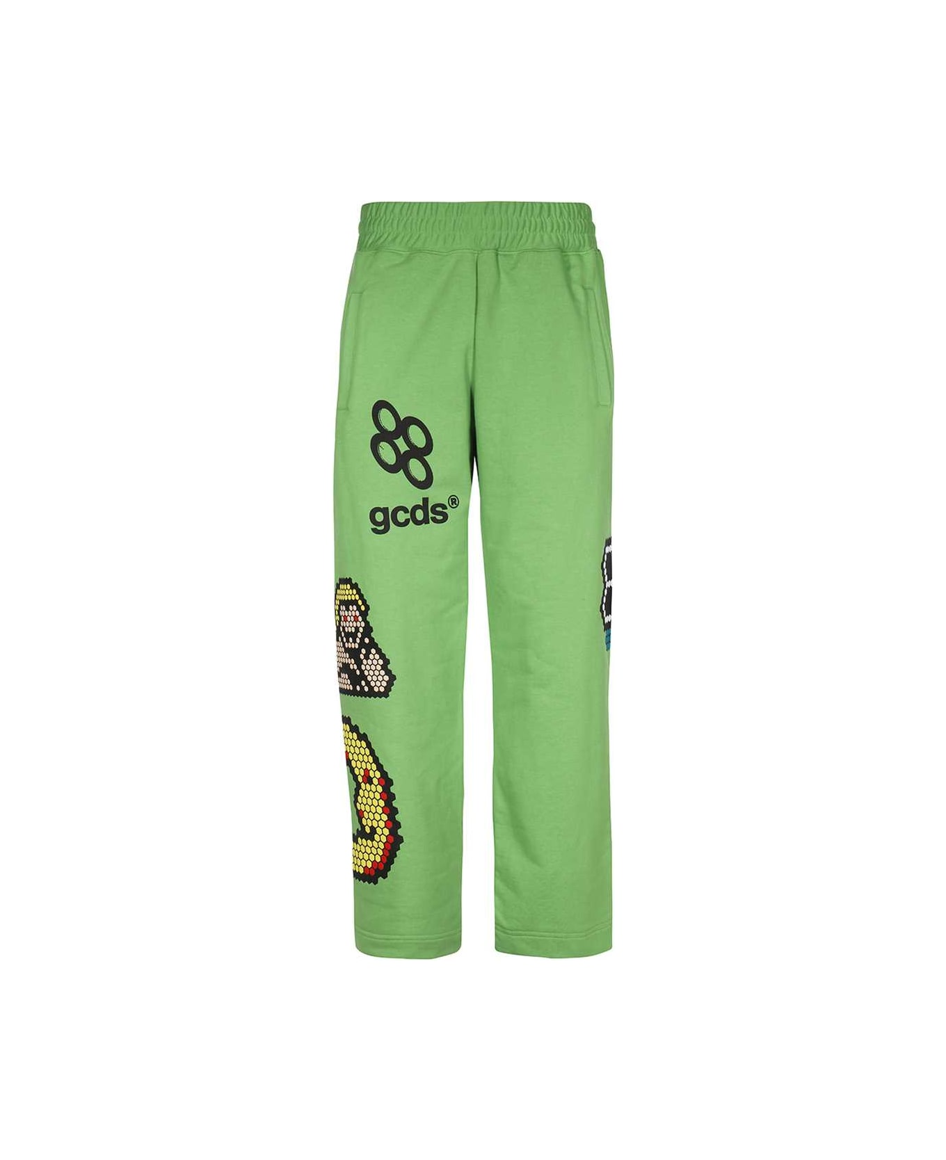 GCDS Logo Print Sweatpants - green ボトムス