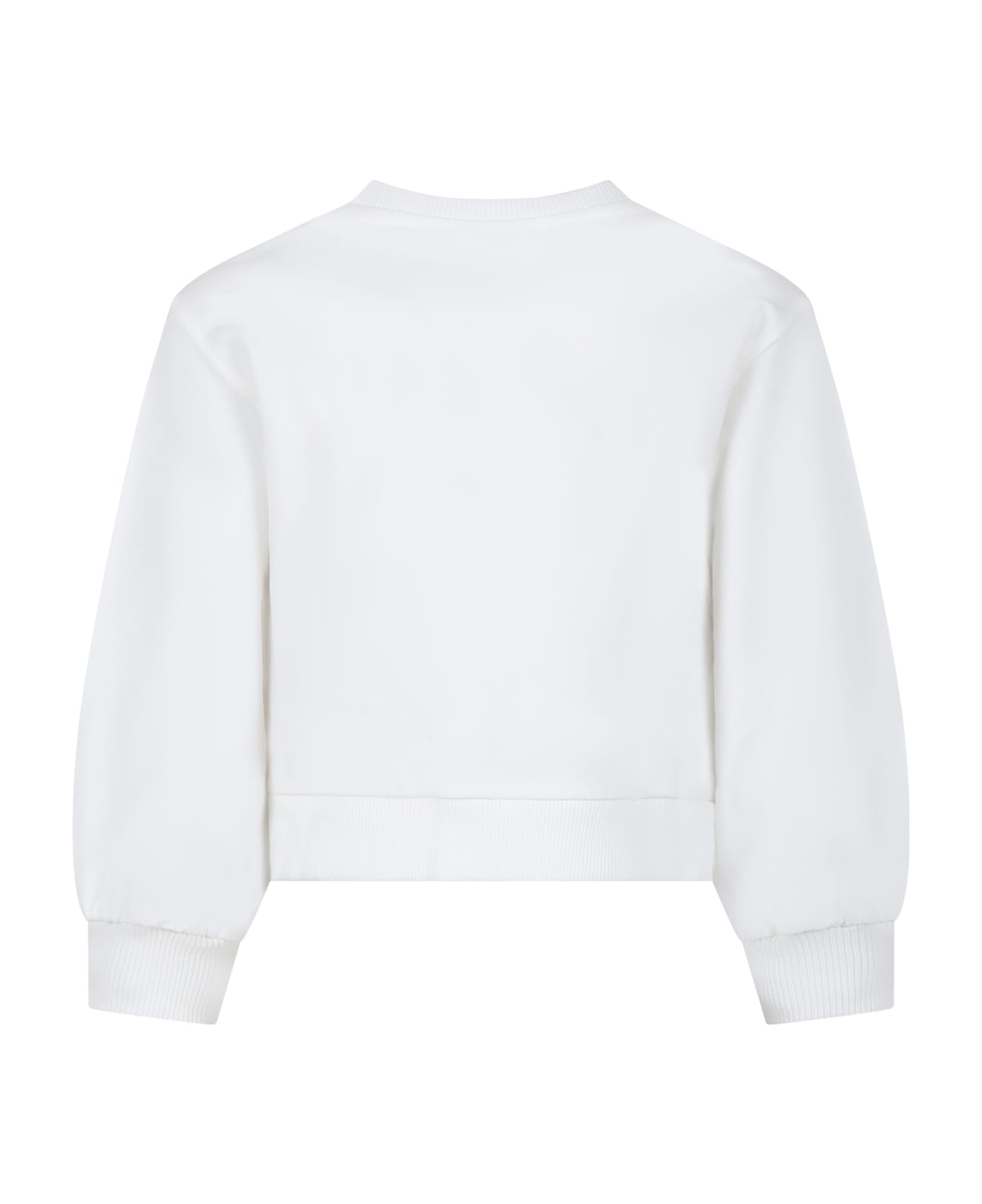 Moschino White Sweatshirt For Girl With Teddy Bear And Heart - White