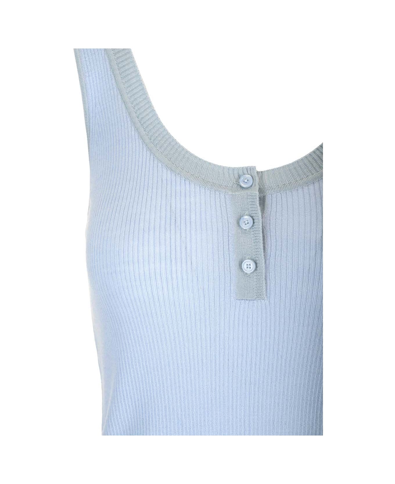 Chloé Ribbed Wool Tank Top - Light blue