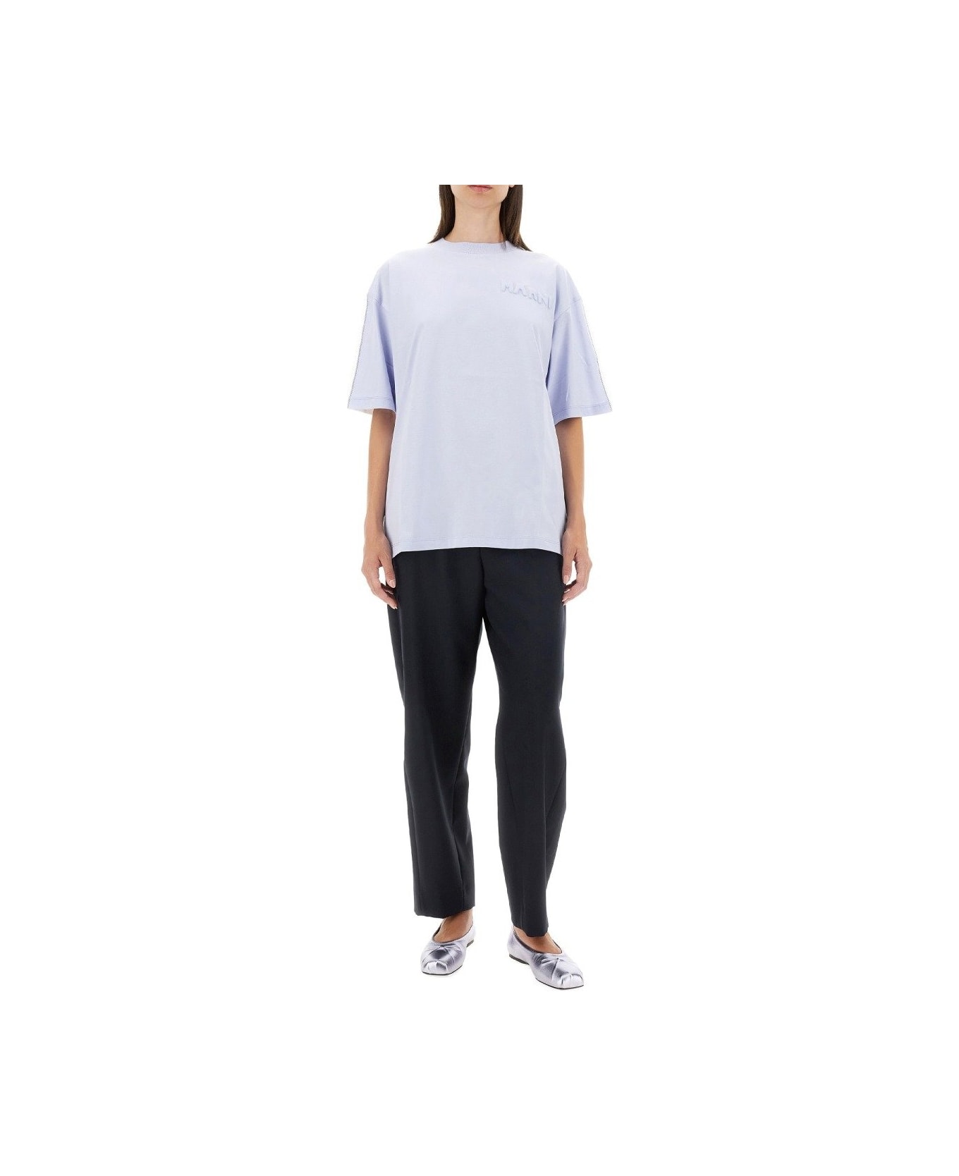 Marni Logo Embossed Crewneck T-shirt - Bianco