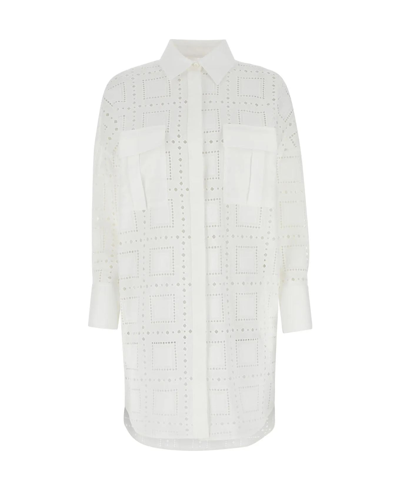 MSGM White Broderie Anglaise Shirt Dress MSGM - WHITE ワンピース＆ドレス