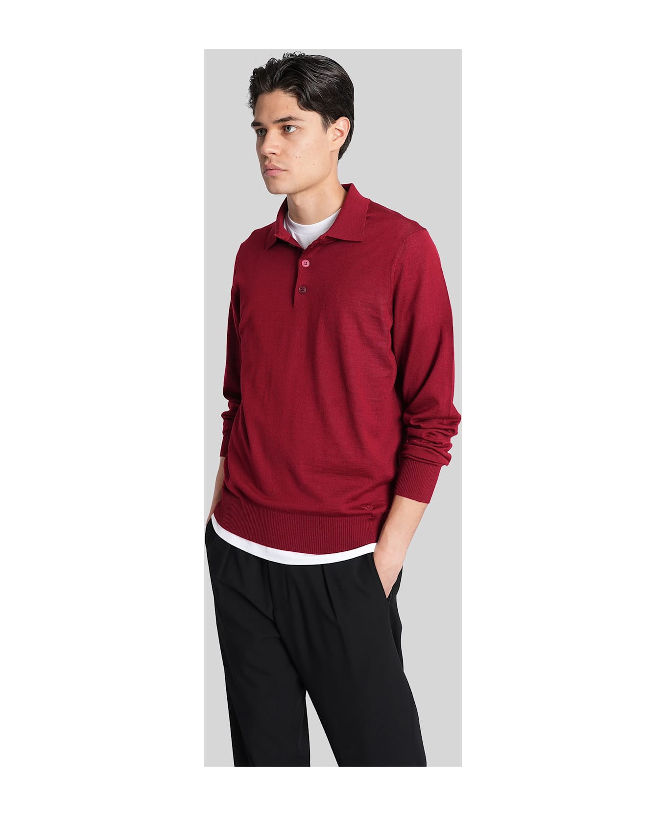 Emporio Armani Polo In Red Wool - red