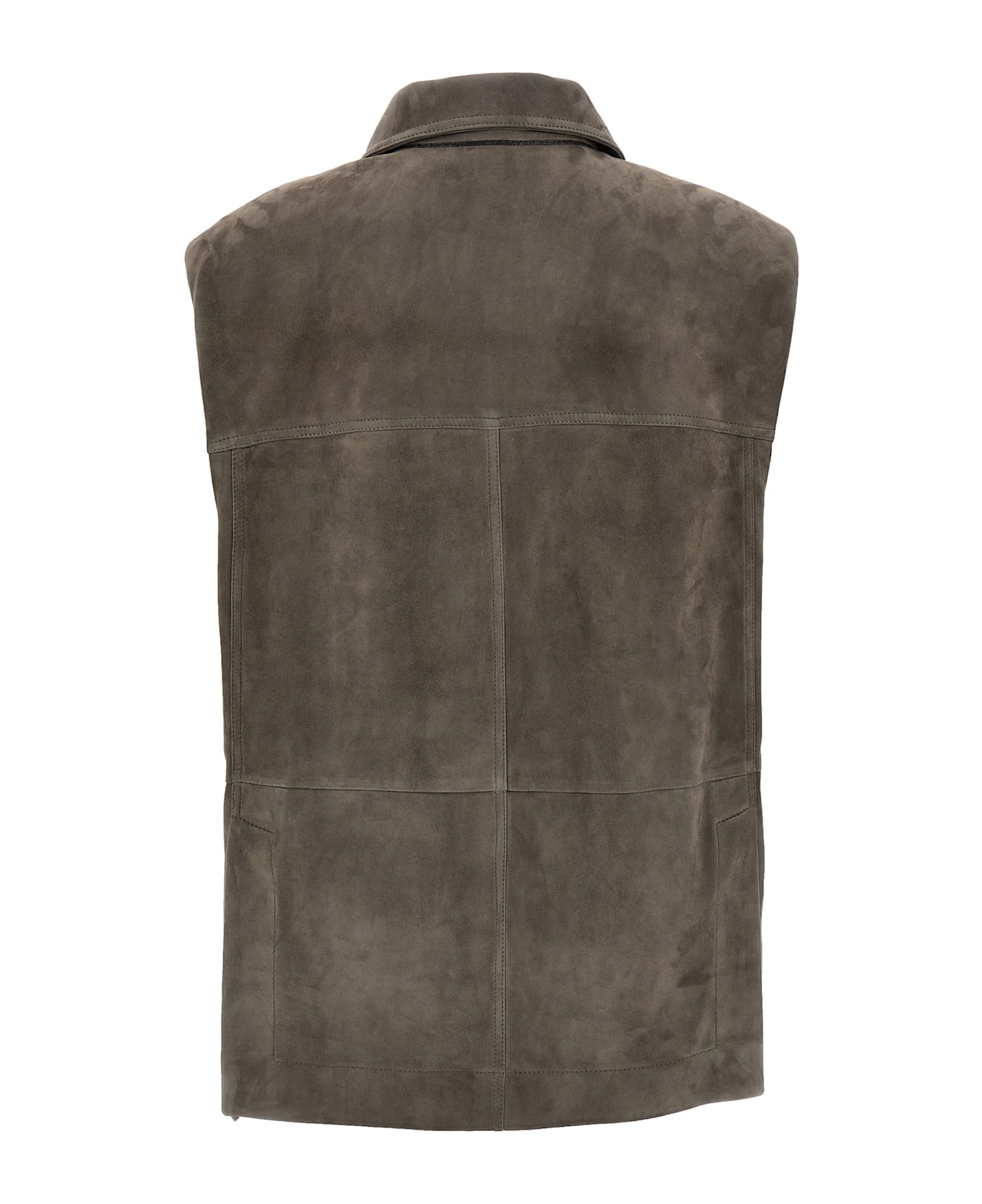 Brunello Cucinelli Couture Suede Vest - Gray
