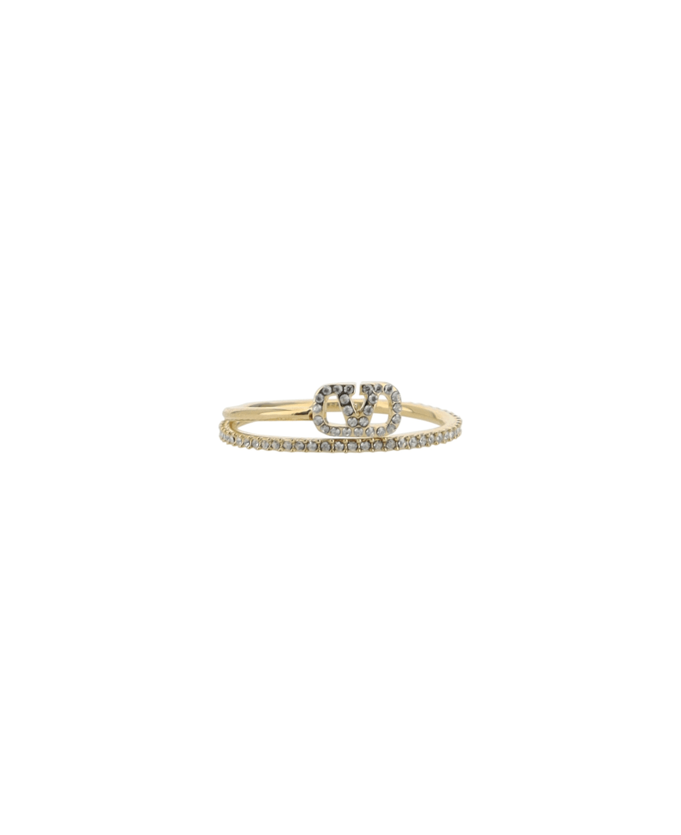 Valentino Garavani Vlogo Ring - Oro 18/crystal Silver Shade