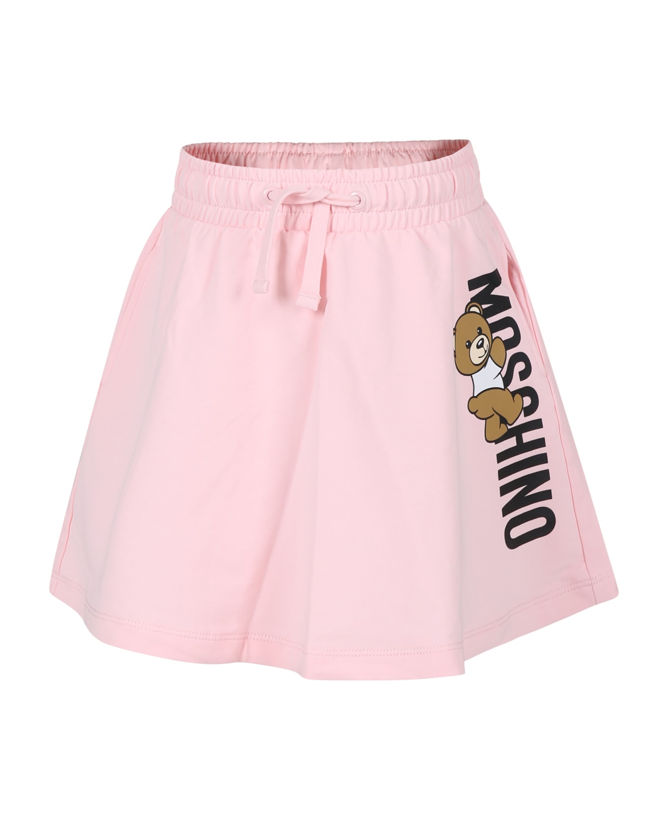 Moschino Pink Skirt For Girl With Teddy Bear And Logo - Pink