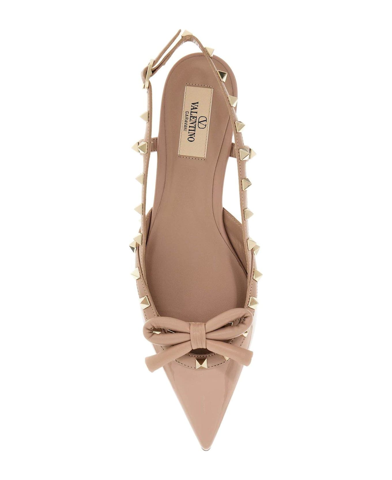 Valentino Garavani Garavani Rockstud Pointed Toe Slingback Ballerina Shoes - Powder