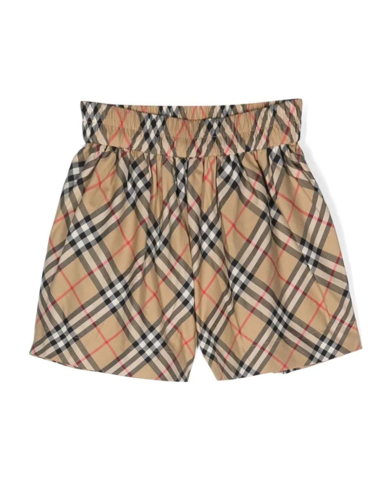 Burberry Vintage Check-pattern Cotton Shorts - Beige
