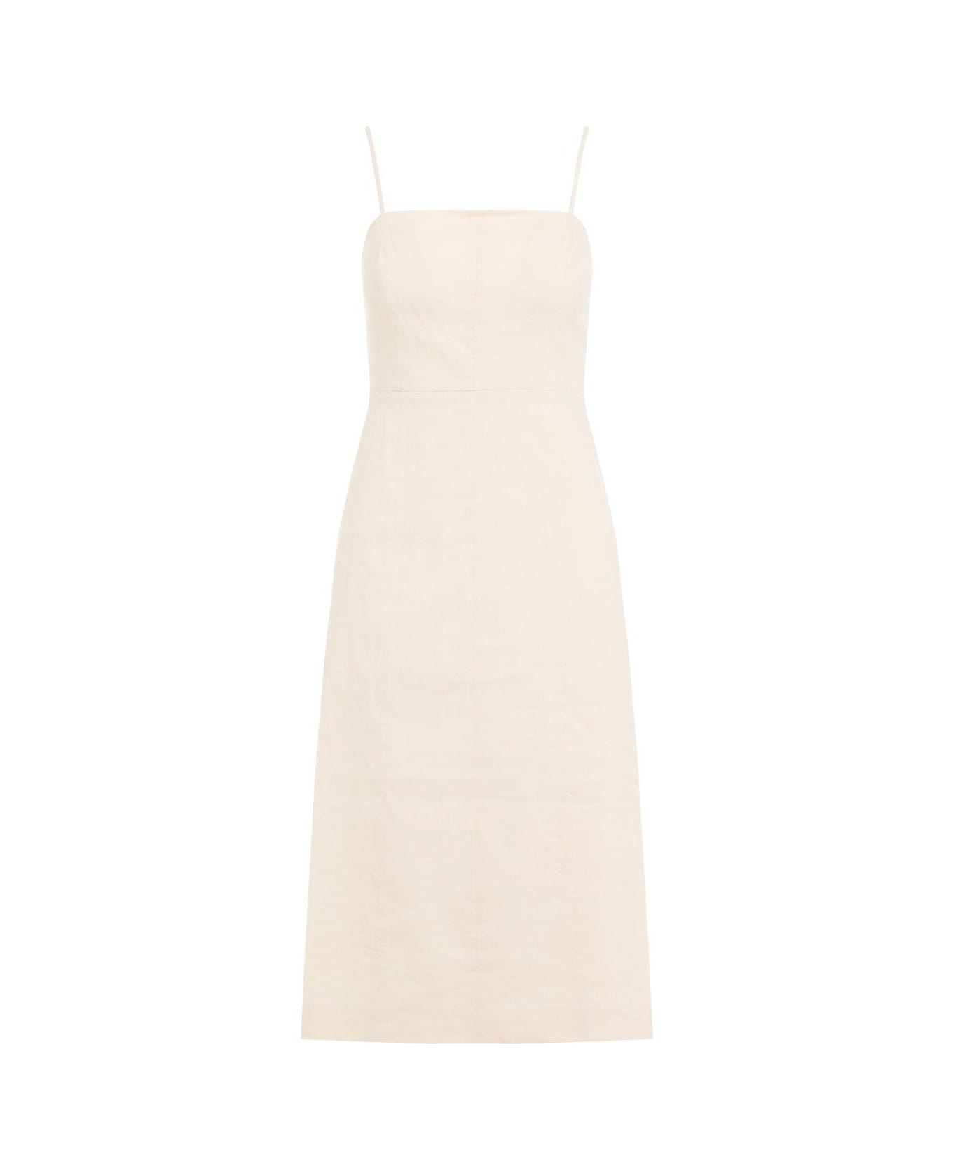 Theory Square-neck Sleeveless A-line Midi Dress - D Light Linen