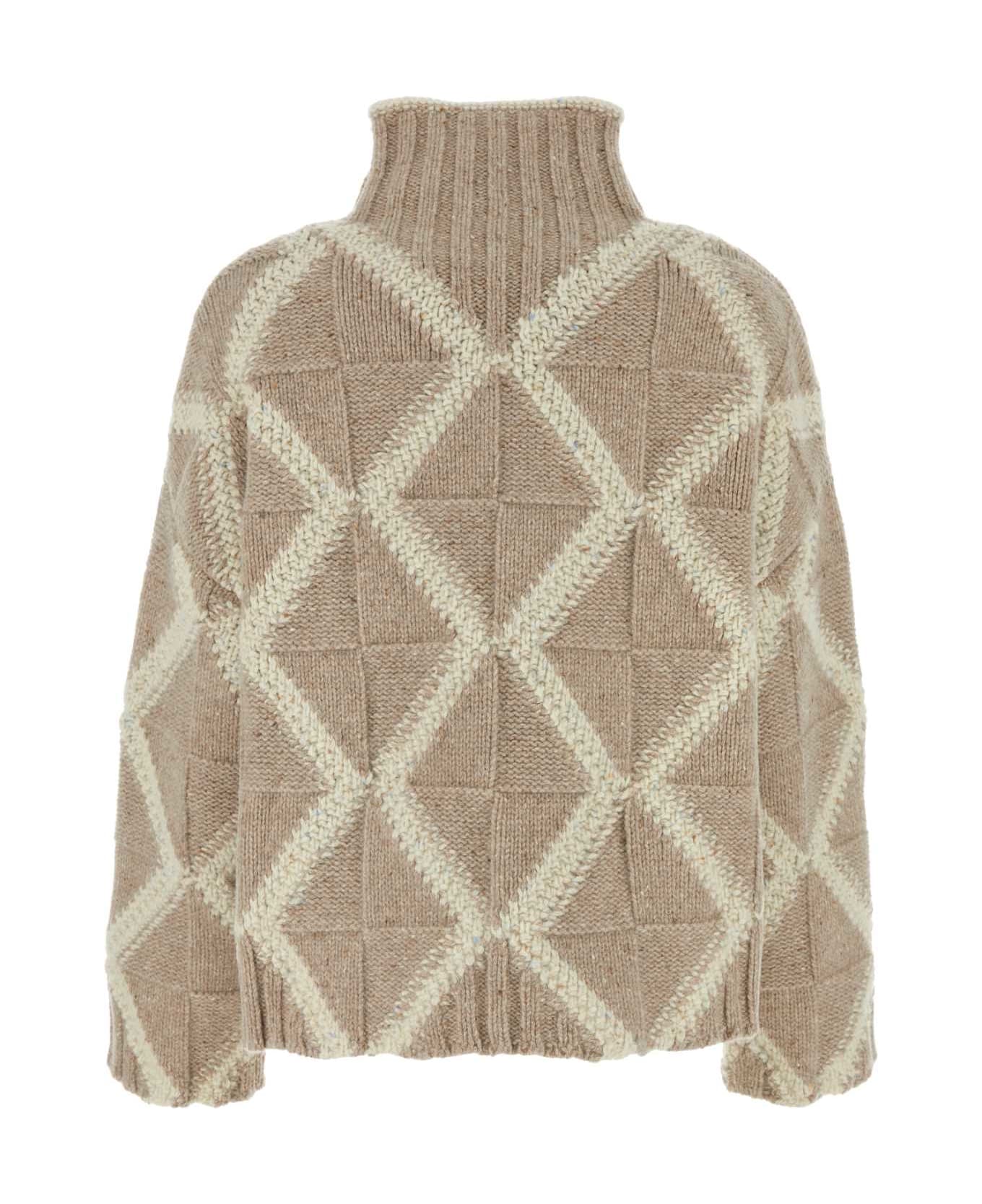 Bottega Veneta Two-tone Wool Sweater - Brown