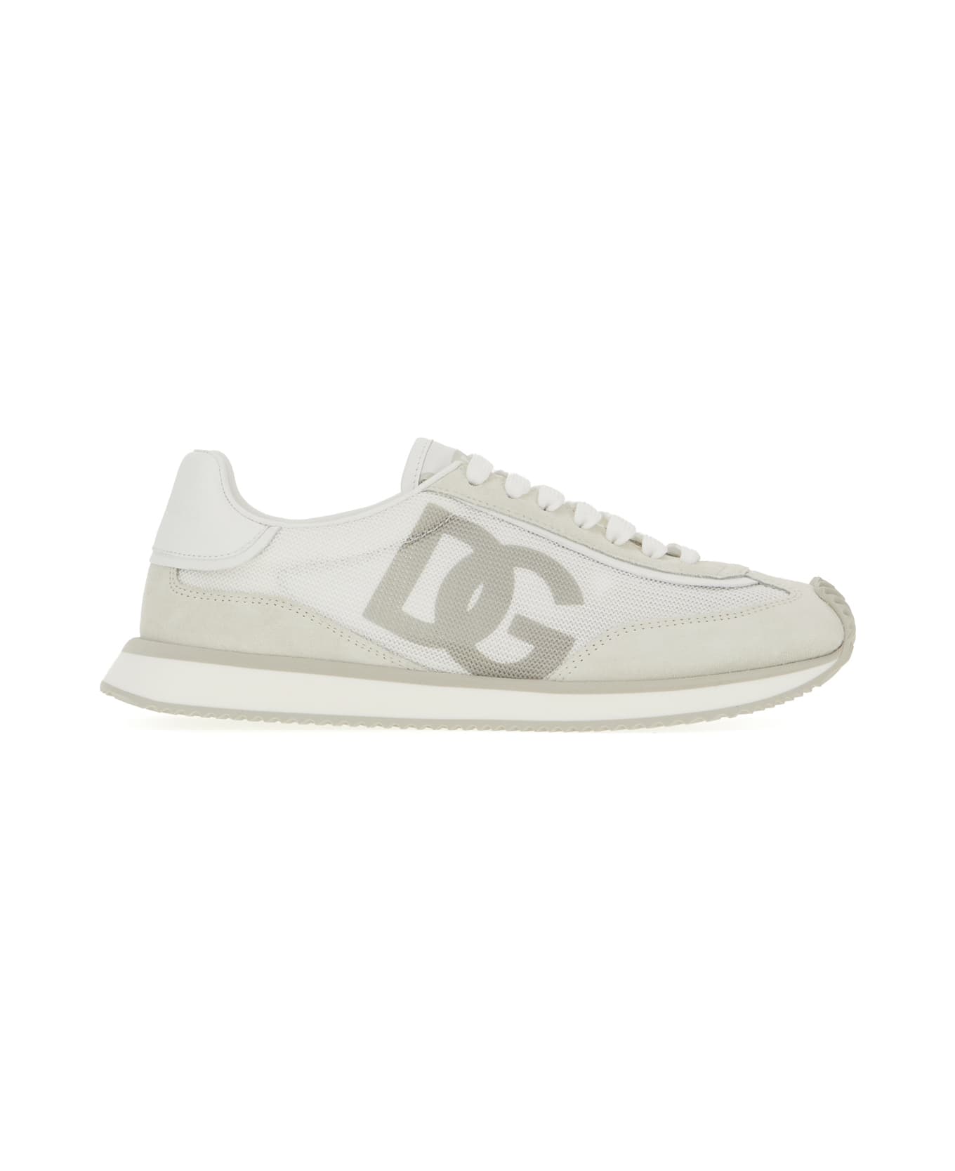 Dolce & Gabbana Two-tone Suede And Mesh Dg Aria Sneakers - WHITE GREY