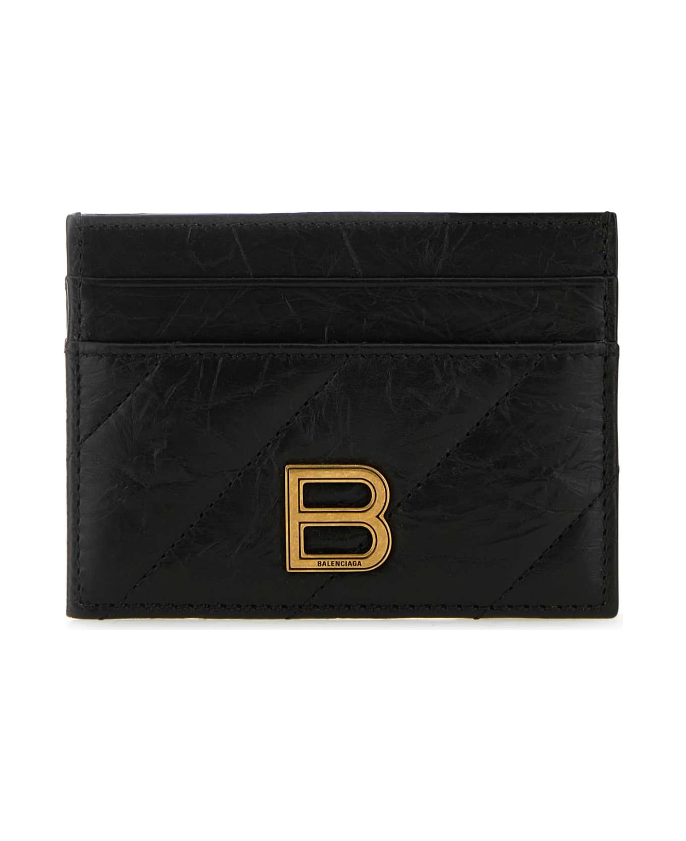 Balenciaga Black Leather Card Holder - Black