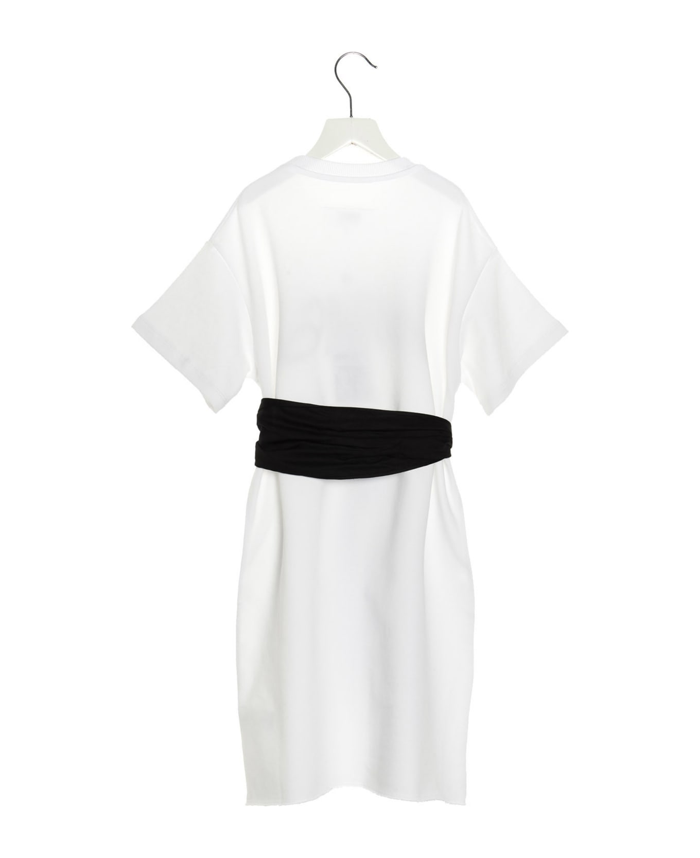 MM6 Maison Margiela Logo Printed Dress - White+Black