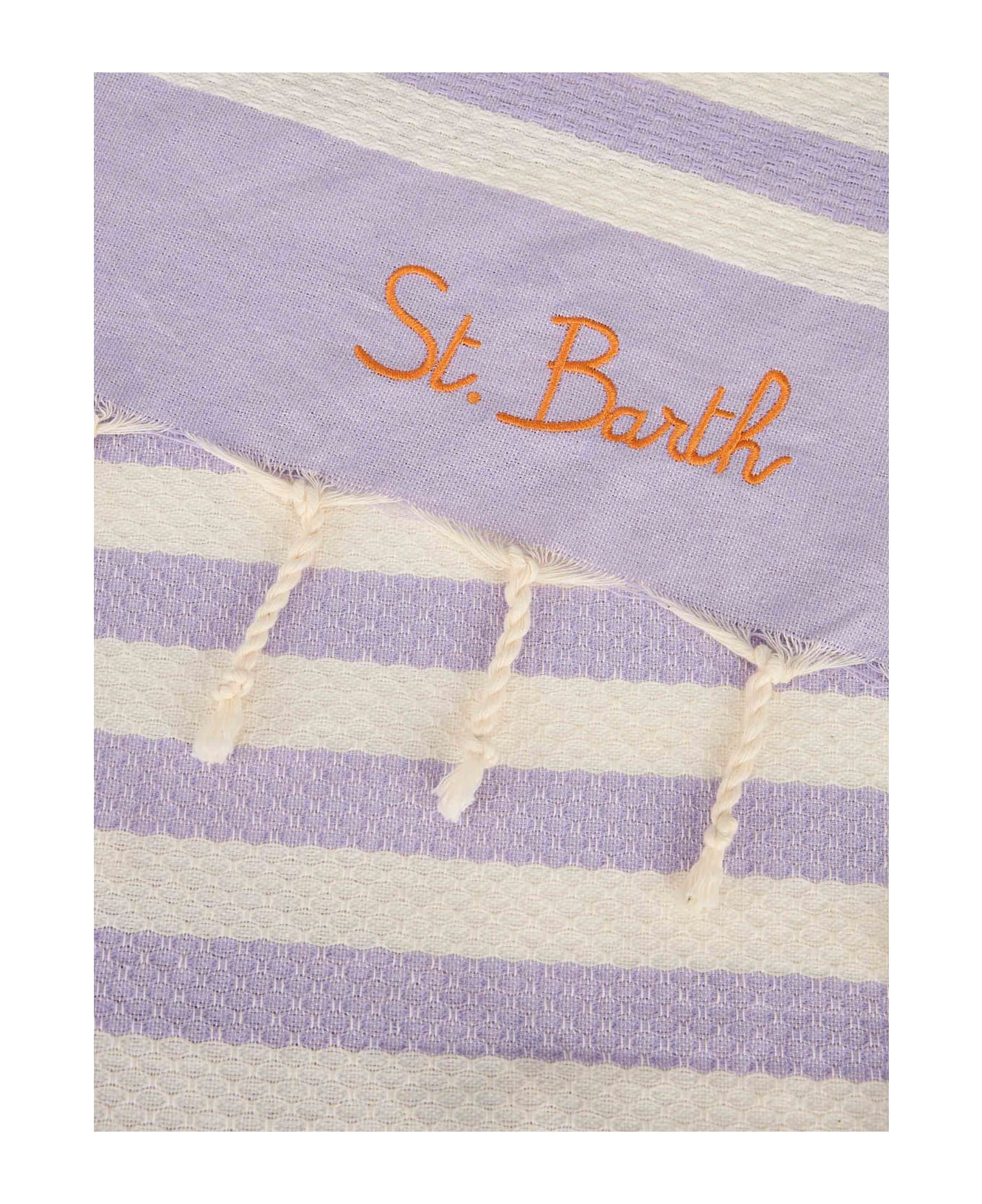 MC2 Saint Barth Cotton Beach Towel Fouta With Purple Striped Print - PINK