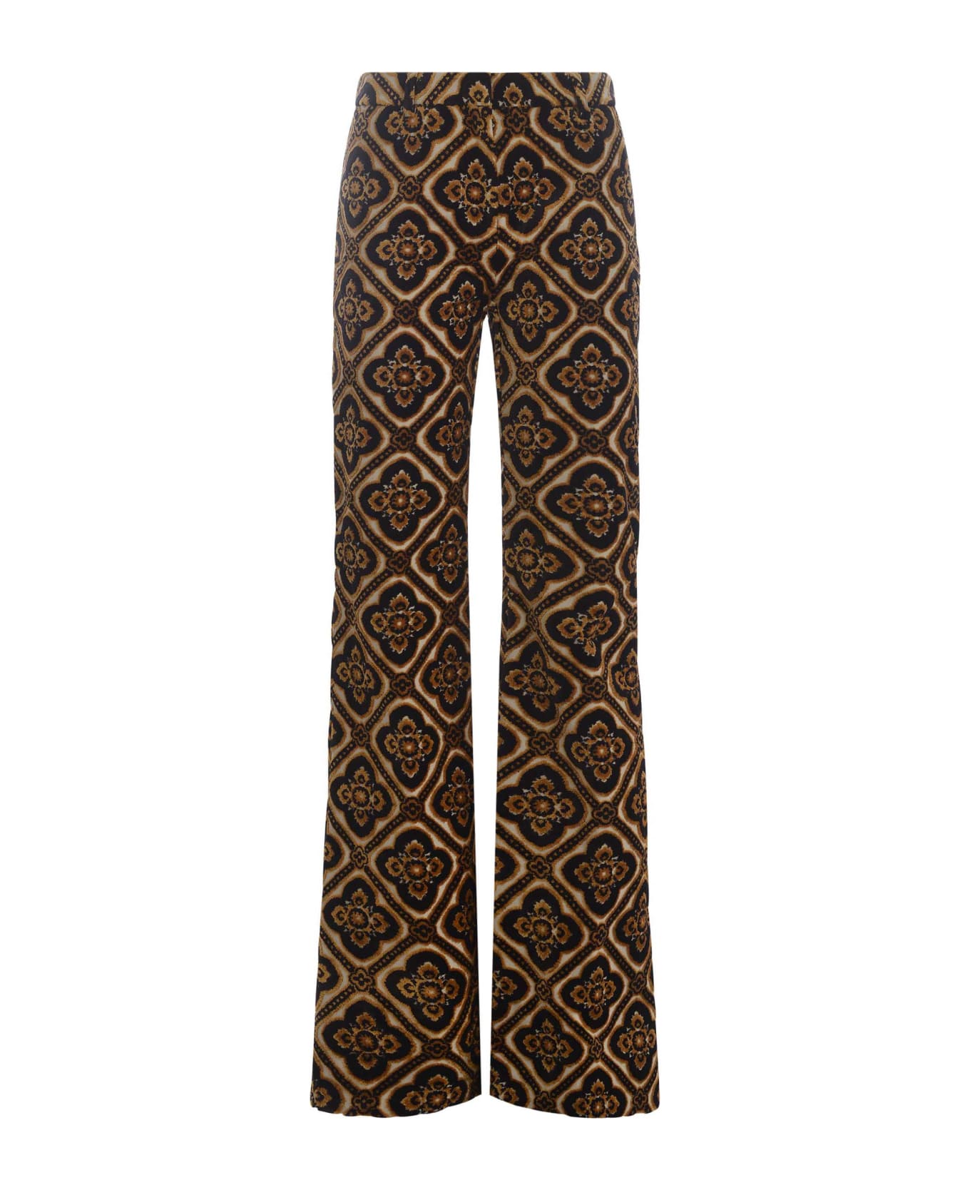 Etro Black Jacquard Trousers With Medallions - Black