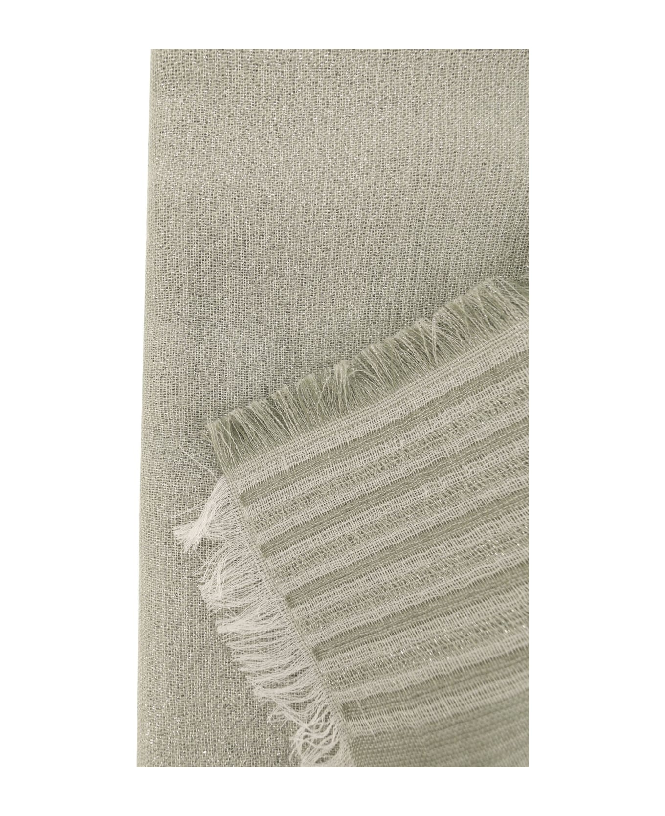 Peserico Cotton, Modal, Linen And Lurex Blend Triple Veil Stole - Green スカーフ＆ストール