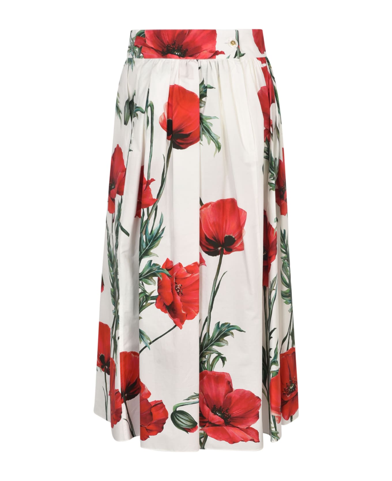 Dolce BOYS & Gabbana Rose Print Pleated Flare Skirt - Papaveri