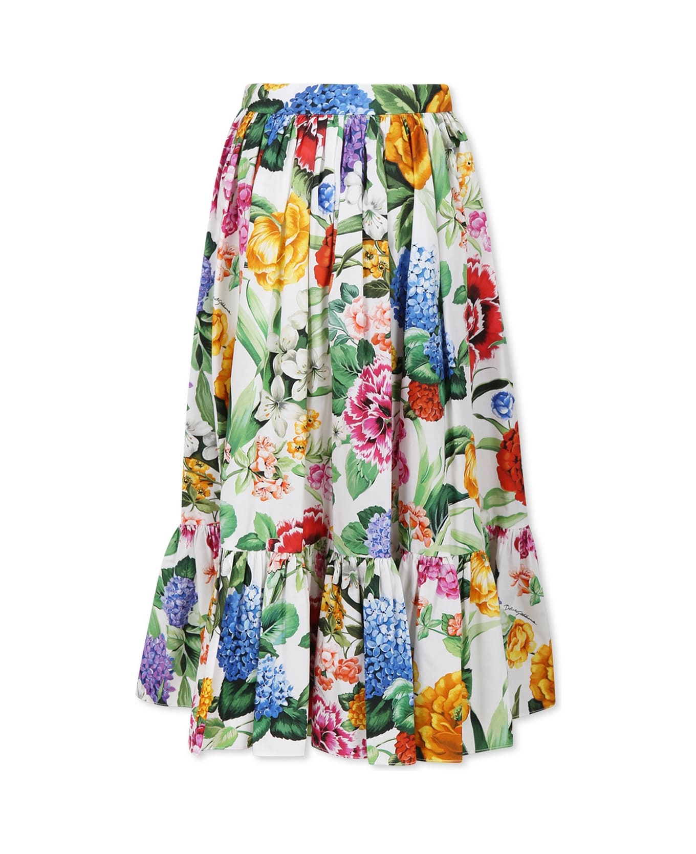 Dolce & Gabbana Multicolor Skirt For Girl With Floral Print - Multicolor