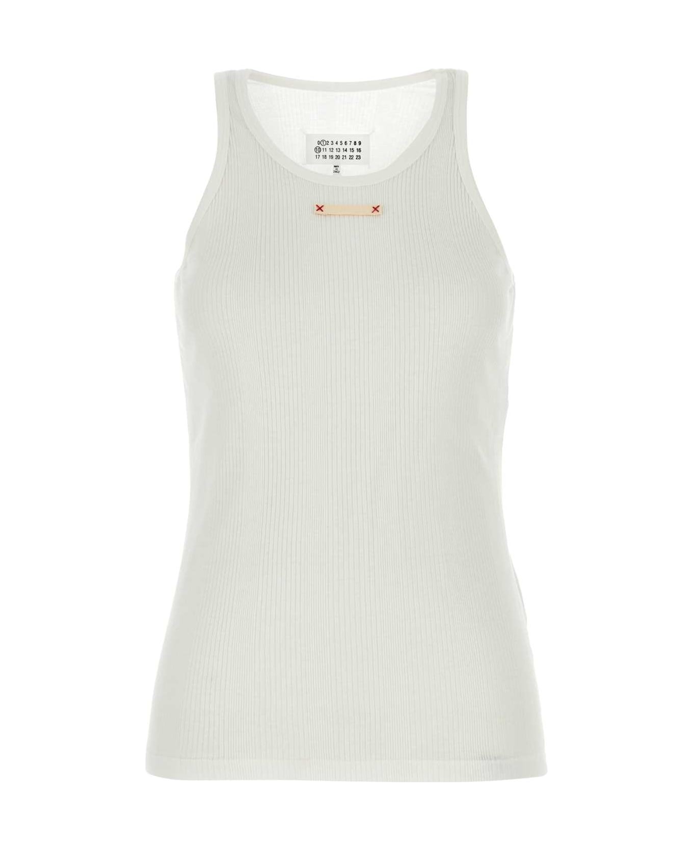 Maison Margiela White Cotton Blend Tank Top - OFFWHITE