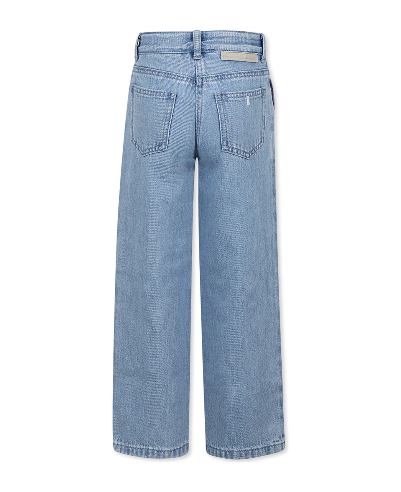 Stella McCartney Kids Light Blue Jeans For Girl With Gems - Denim
