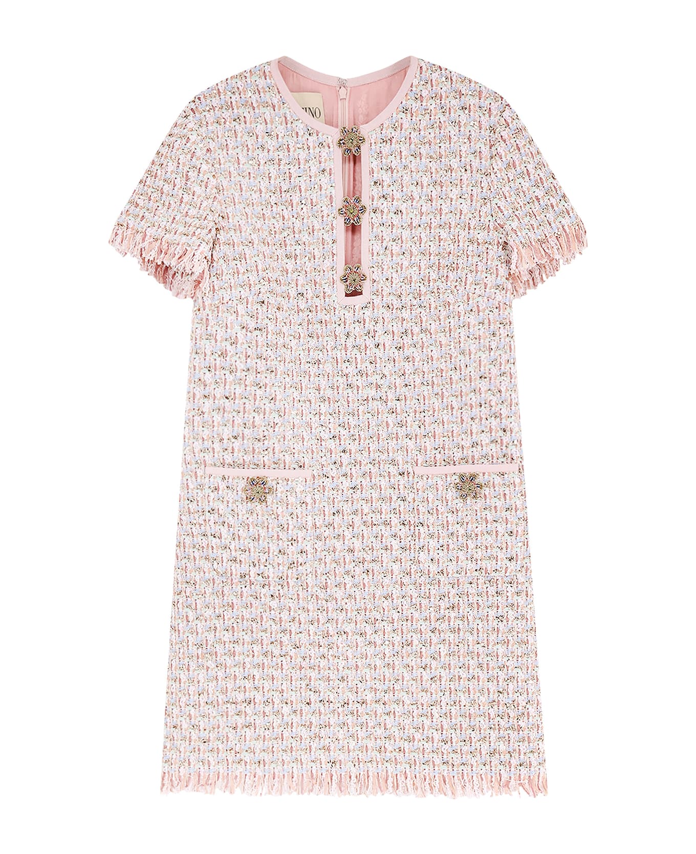 Valentino Embroidered Ribbon Tweed Dress - MultiColour