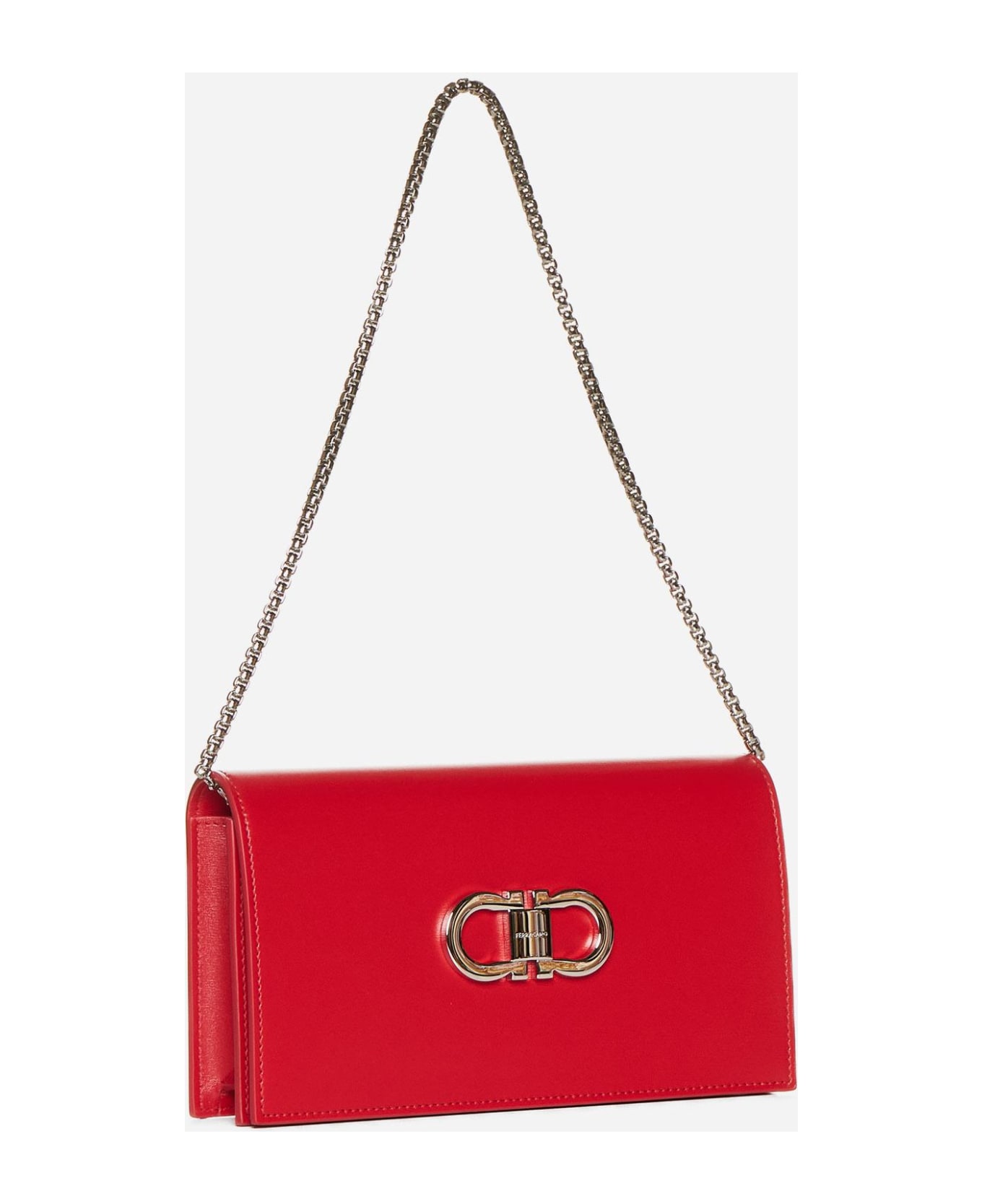 Ferragamo Gancini Leather Mini Bag - Flame red || flame red