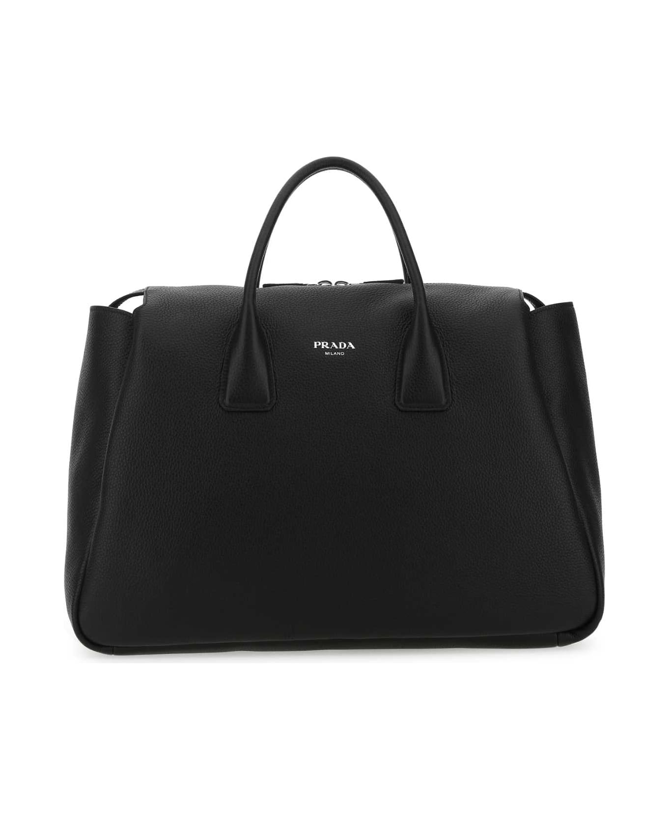 Prada Black Leather Travel Bag - F0002 トートバッグ