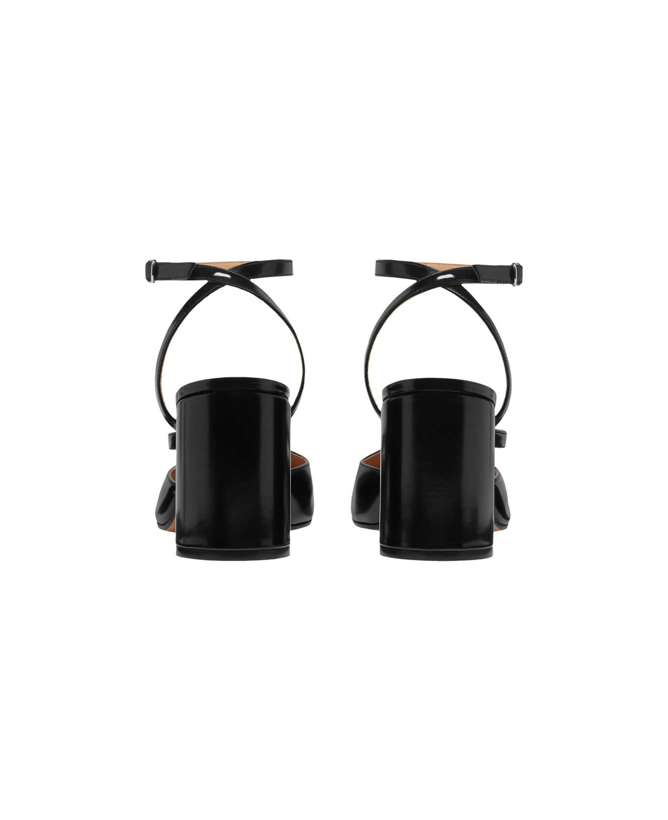 Maison Margiela Tabi Sandals In Brushed Leather - Black