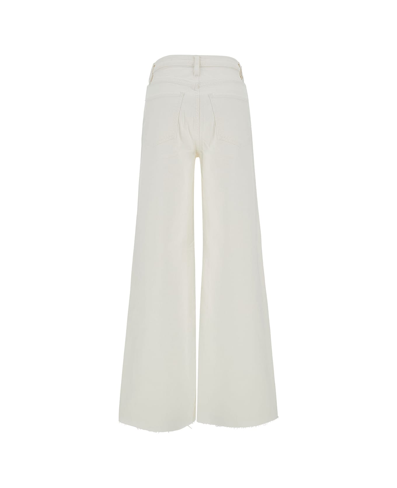 Frame 'le Jane' White Wide Leg Jeans With Tonal Buttons In Stretch Cotton Denim Woman - White