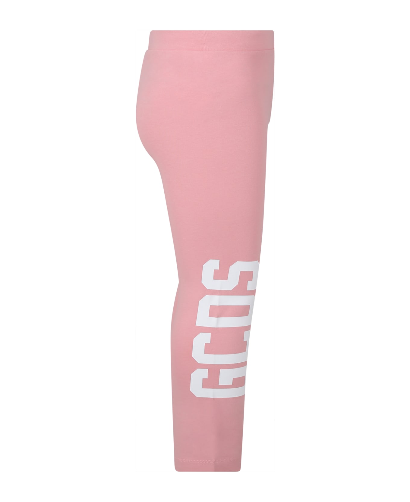 GCDS Mini Pink Leggings For Girl With Logo - Pink